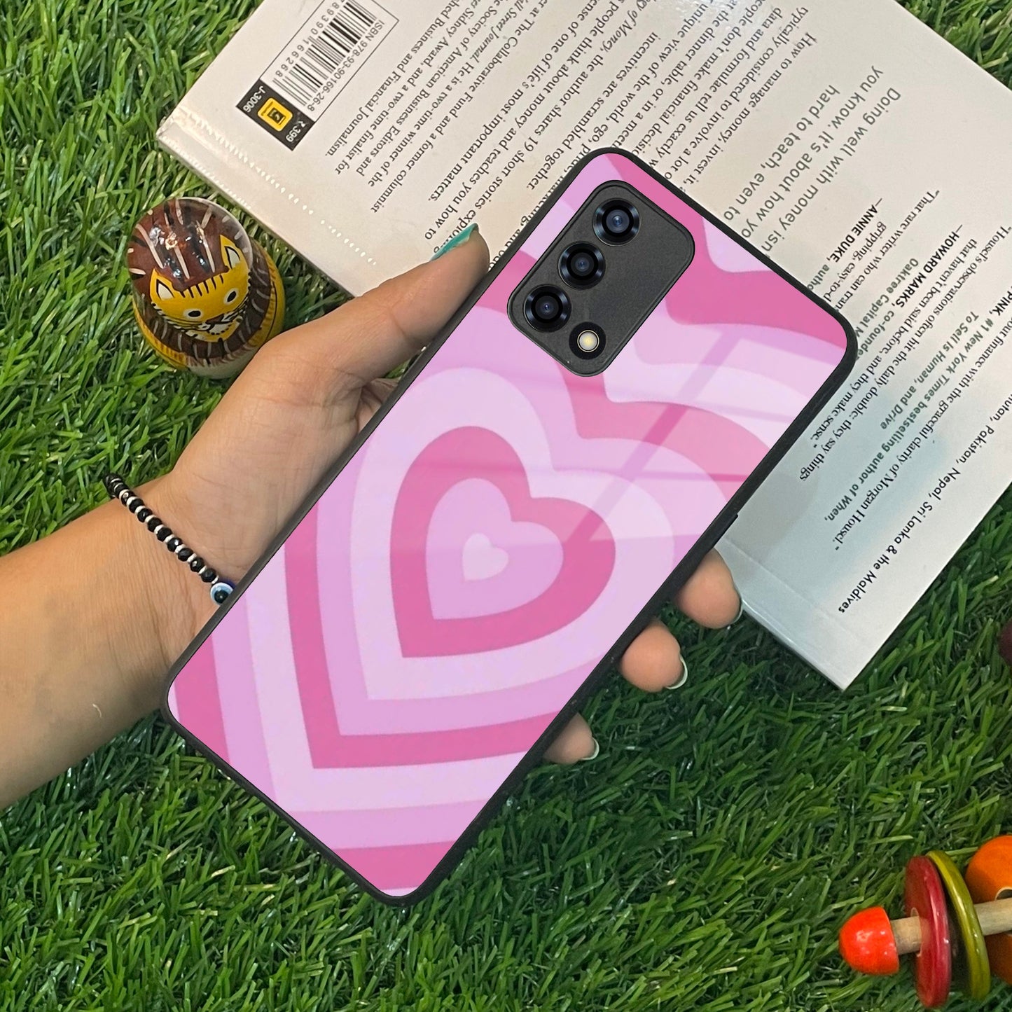 Latte Love Patter Glass Case Cover - Pink  For Oppo ShopOnCliQ