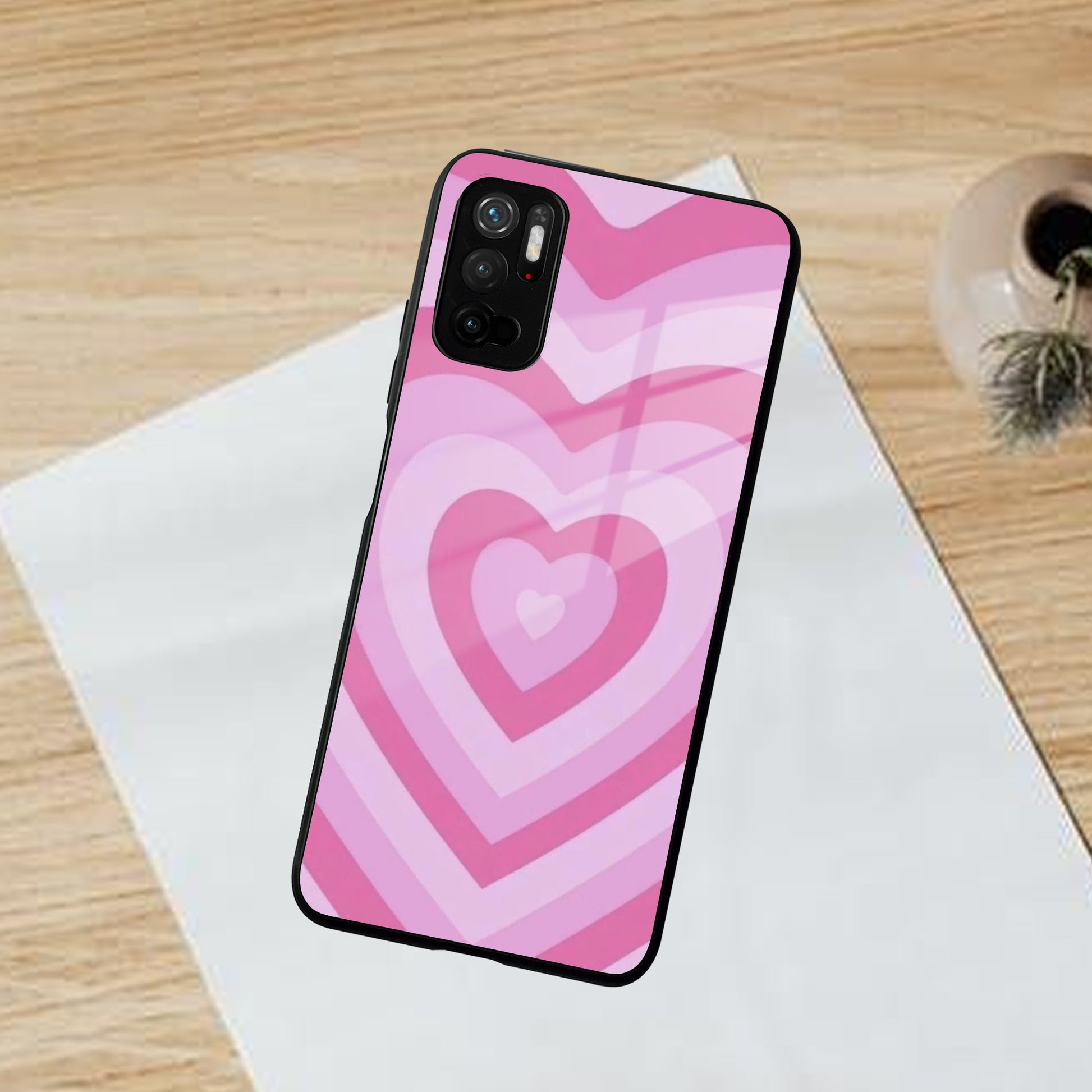 Latte Love Patter Glass Case Cover - Pink For Poco ShopOnCliQ