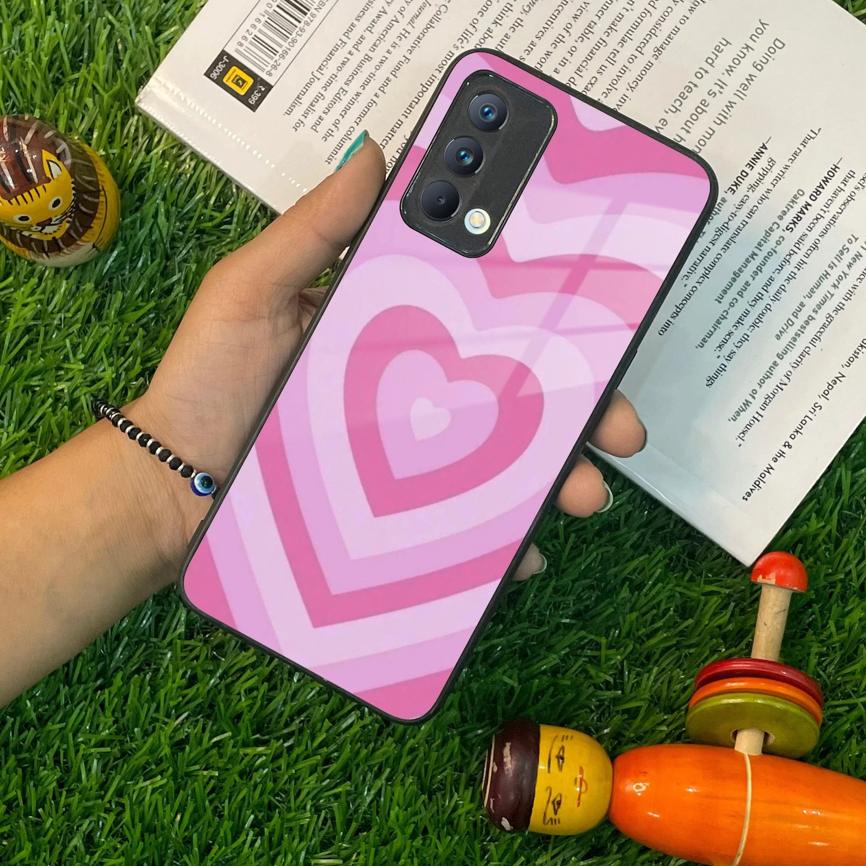 Latte Love Patter Glass Case Cover - Pink For Realme/Narzo - ShopOnCliQ