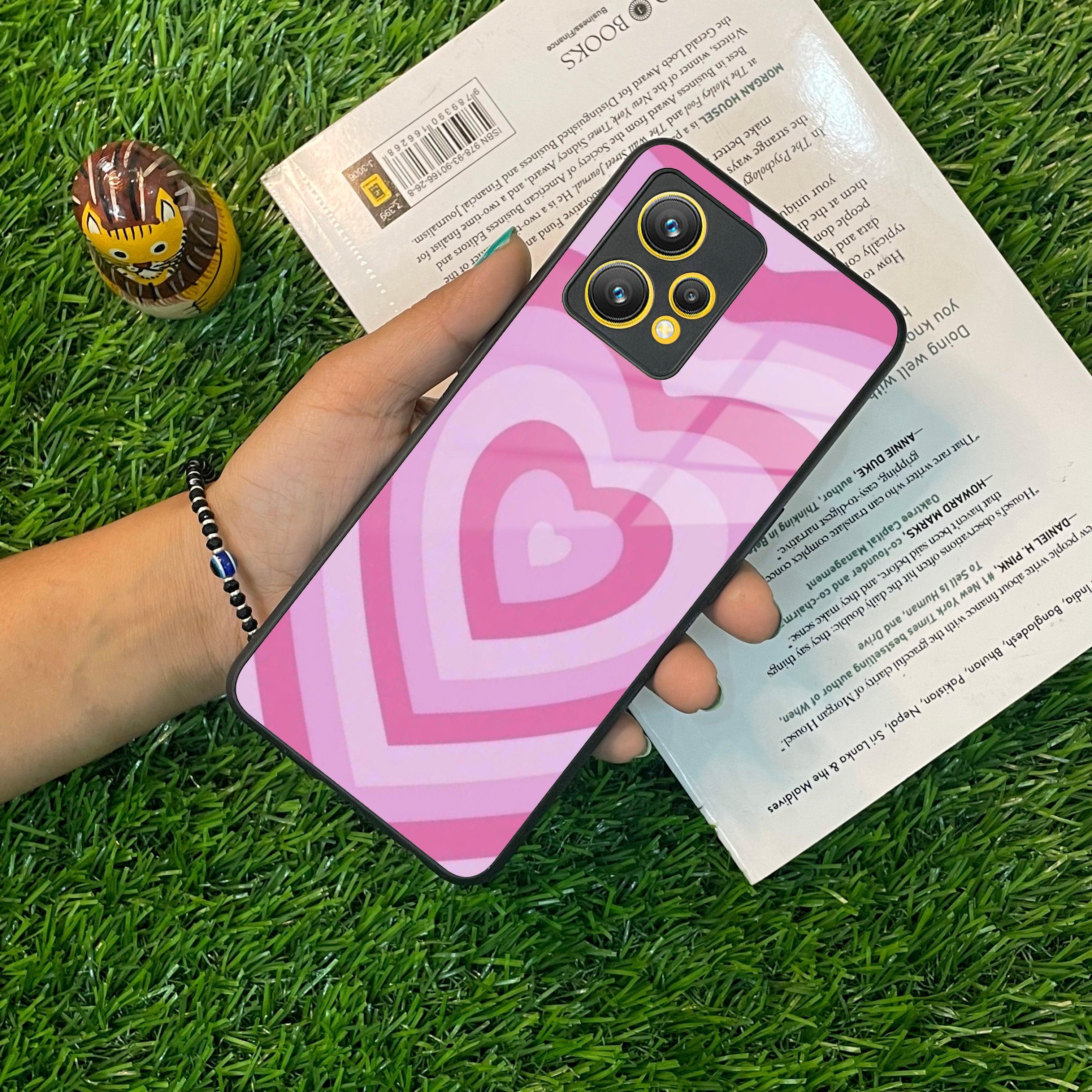 Latte Love Patter Glass Case Cover - Pink For Realme/Narzo - ShopOnCliQ