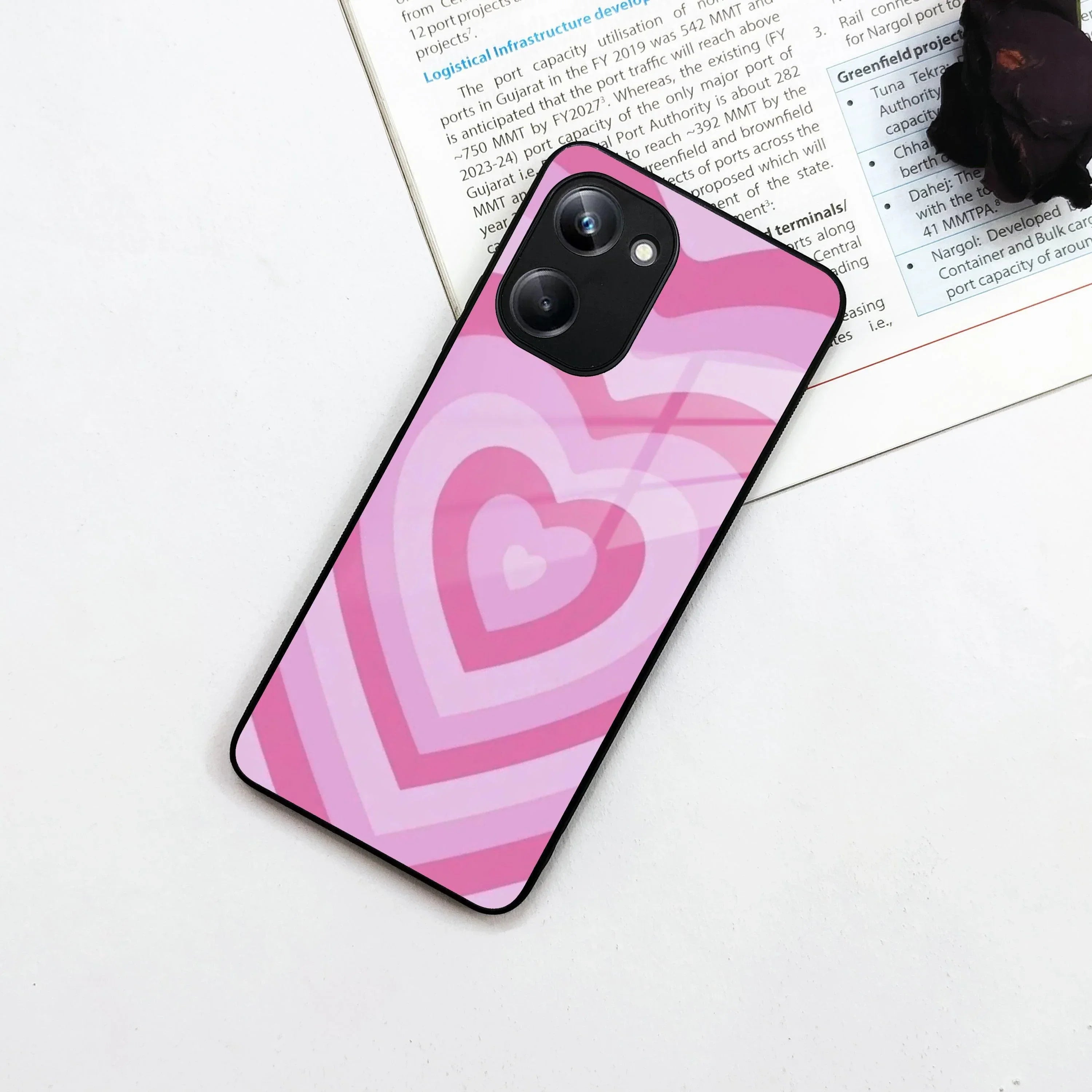 Latte Love Patter Glass Case Cover - Pink For Realme/Narzo - ShopOnCliQ