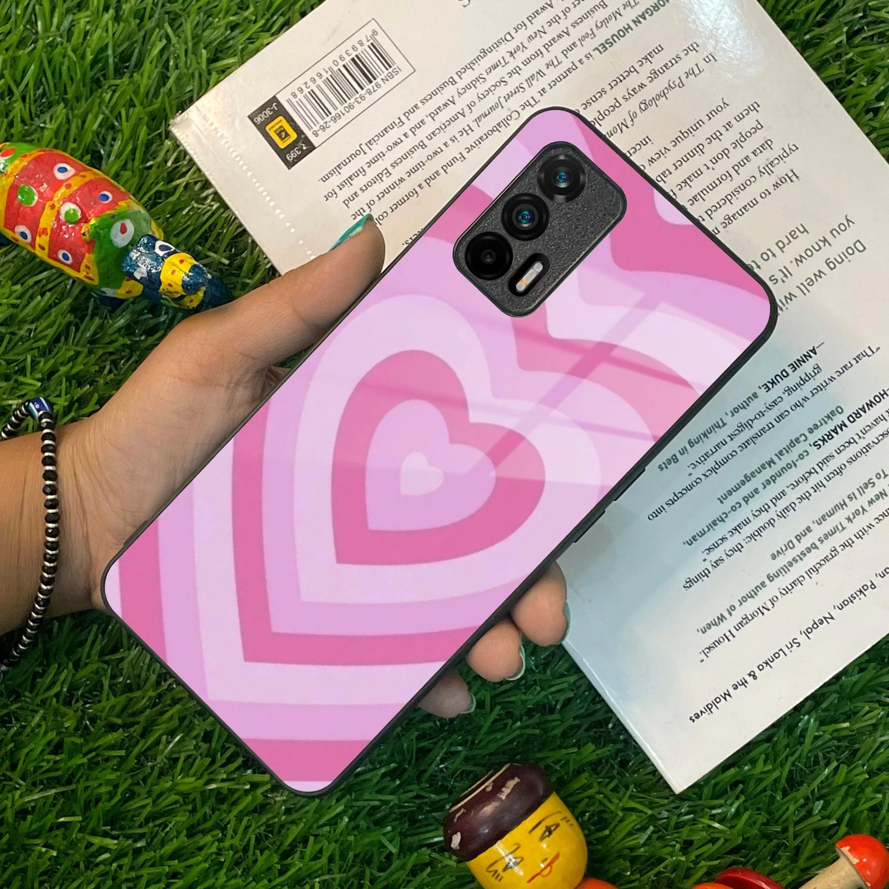 Latte Love Patter Glass Case Cover - Pink For Realme/Narzo - ShopOnCliQ