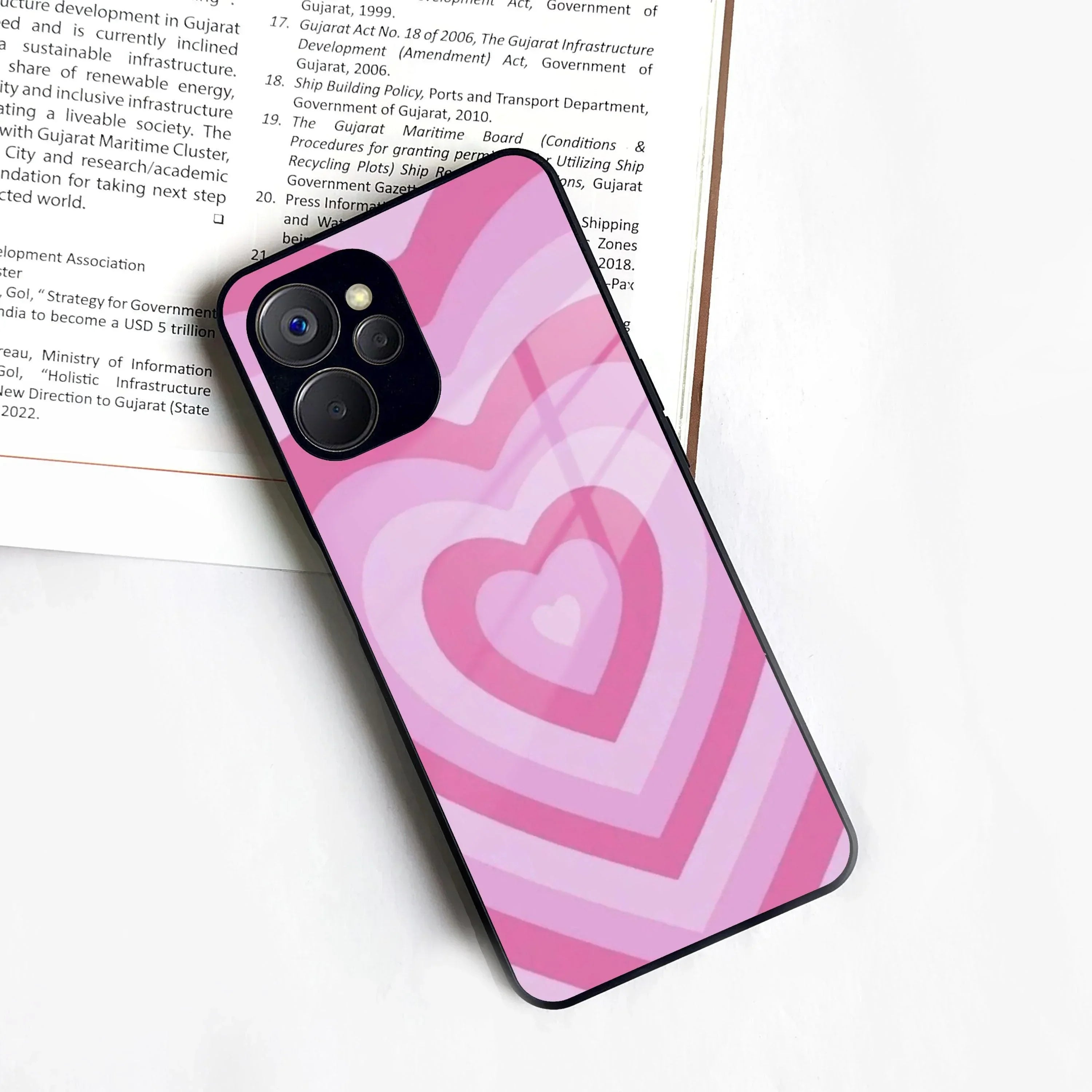 Latte Love Patter Glass Case Cover - Pink For Realme/Narzo - ShopOnCliQ
