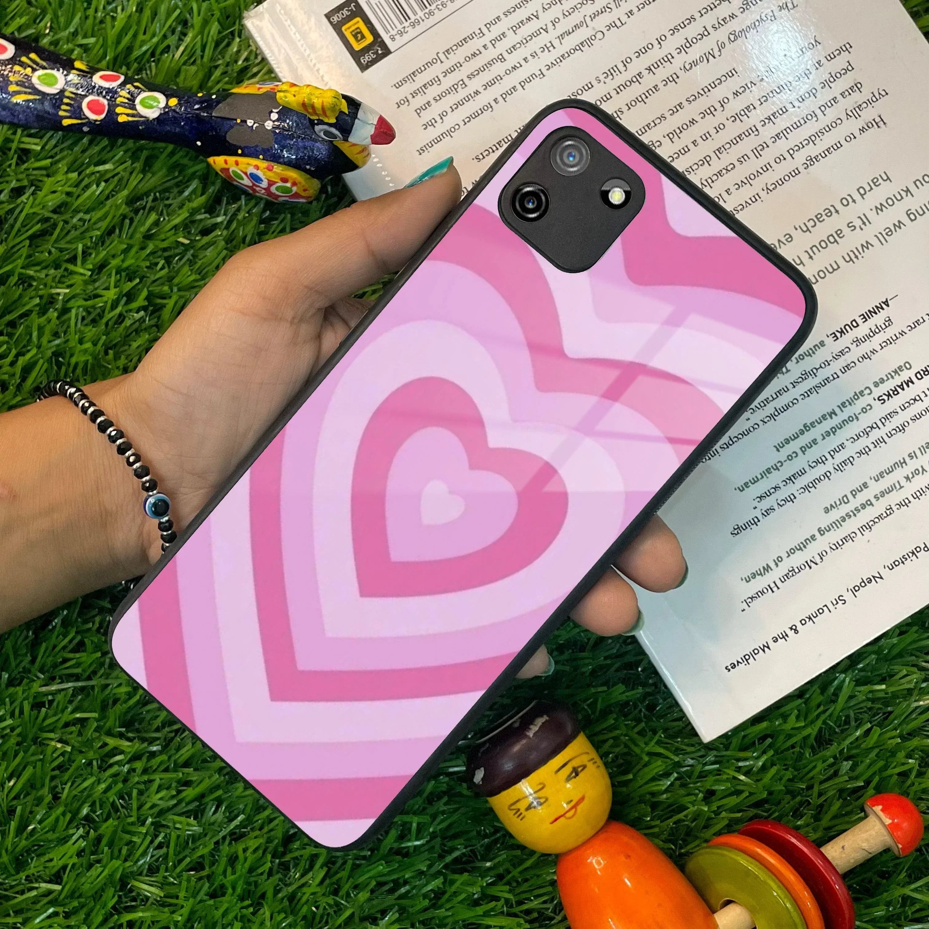 Latte Love Patter Glass Case Cover - Pink For Realme/Narzo - ShopOnCliQ
