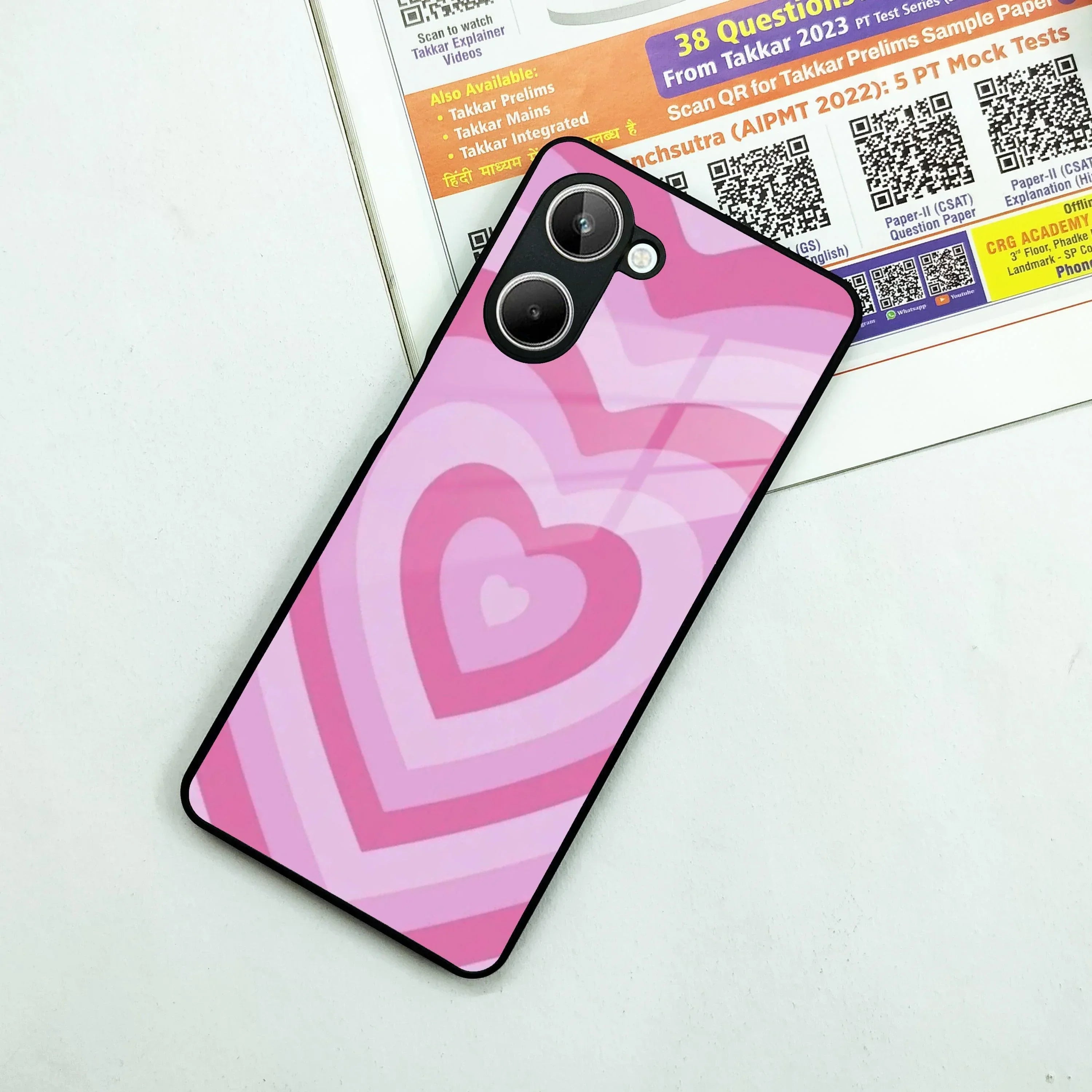 Latte Love Patter Glass Case Cover - Pink For Realme/Narzo - ShopOnCliQ