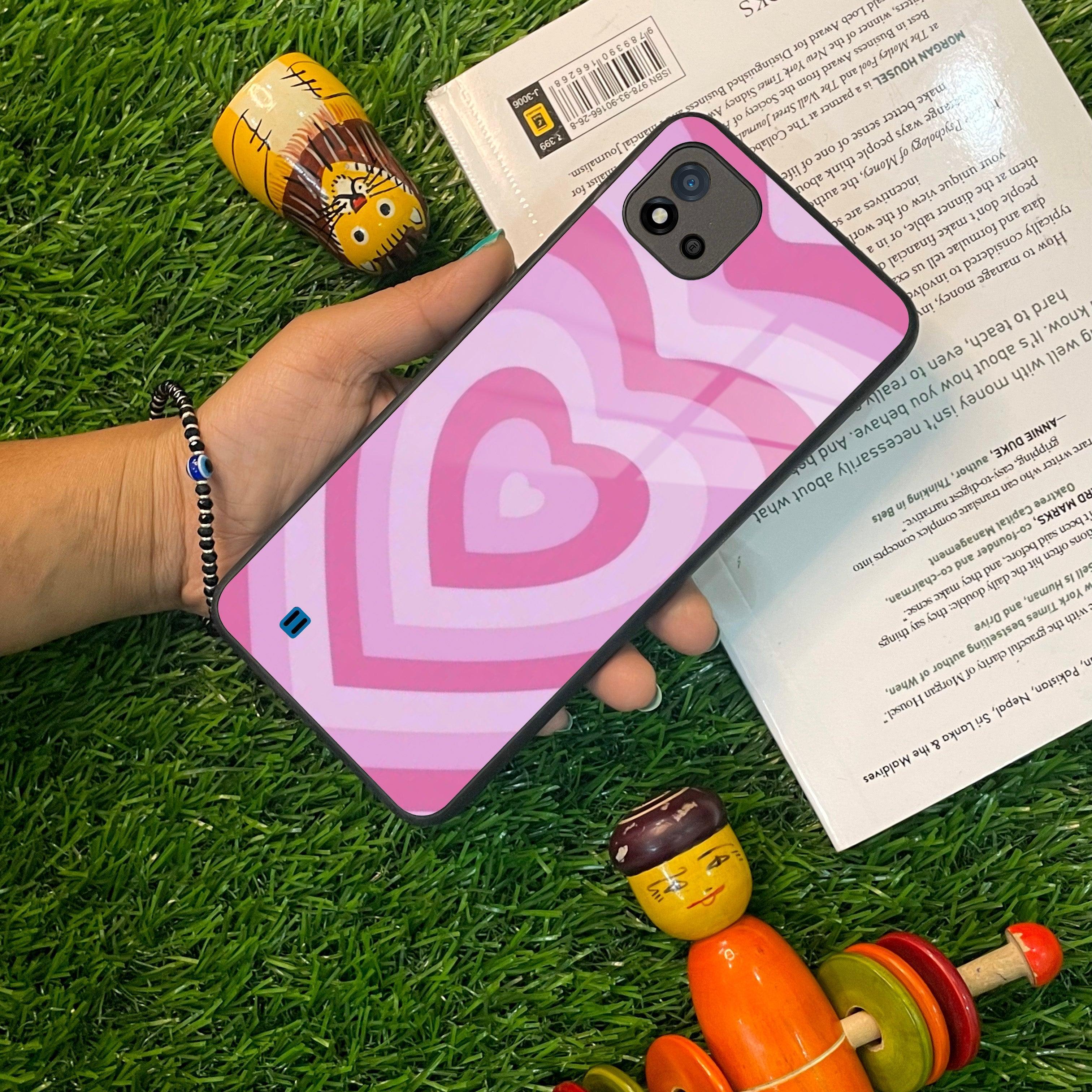 Latte Love Patter Glass Case Cover - Pink For Realme/Narzo - ShopOnCliQ