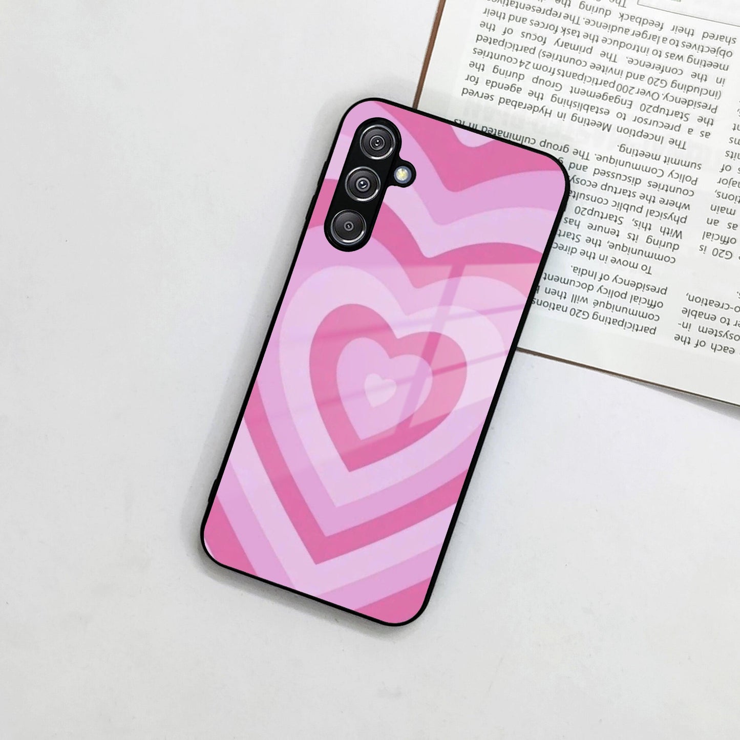 Latte Love Patter Glass Case Cover - Pink For Samsung