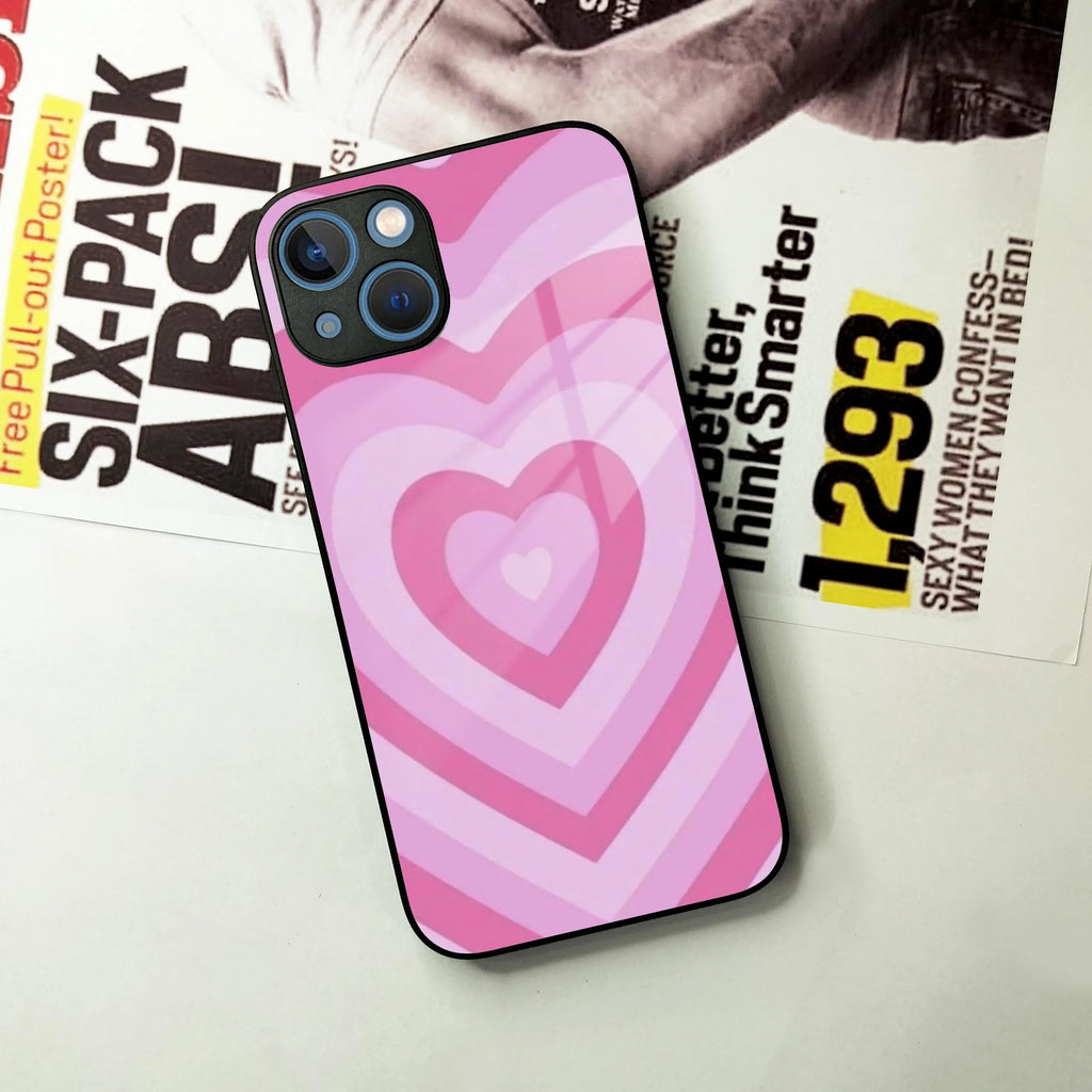 Latte Love Patter Glass Case Cover - Pink For iPhone - ShopOnCliQ