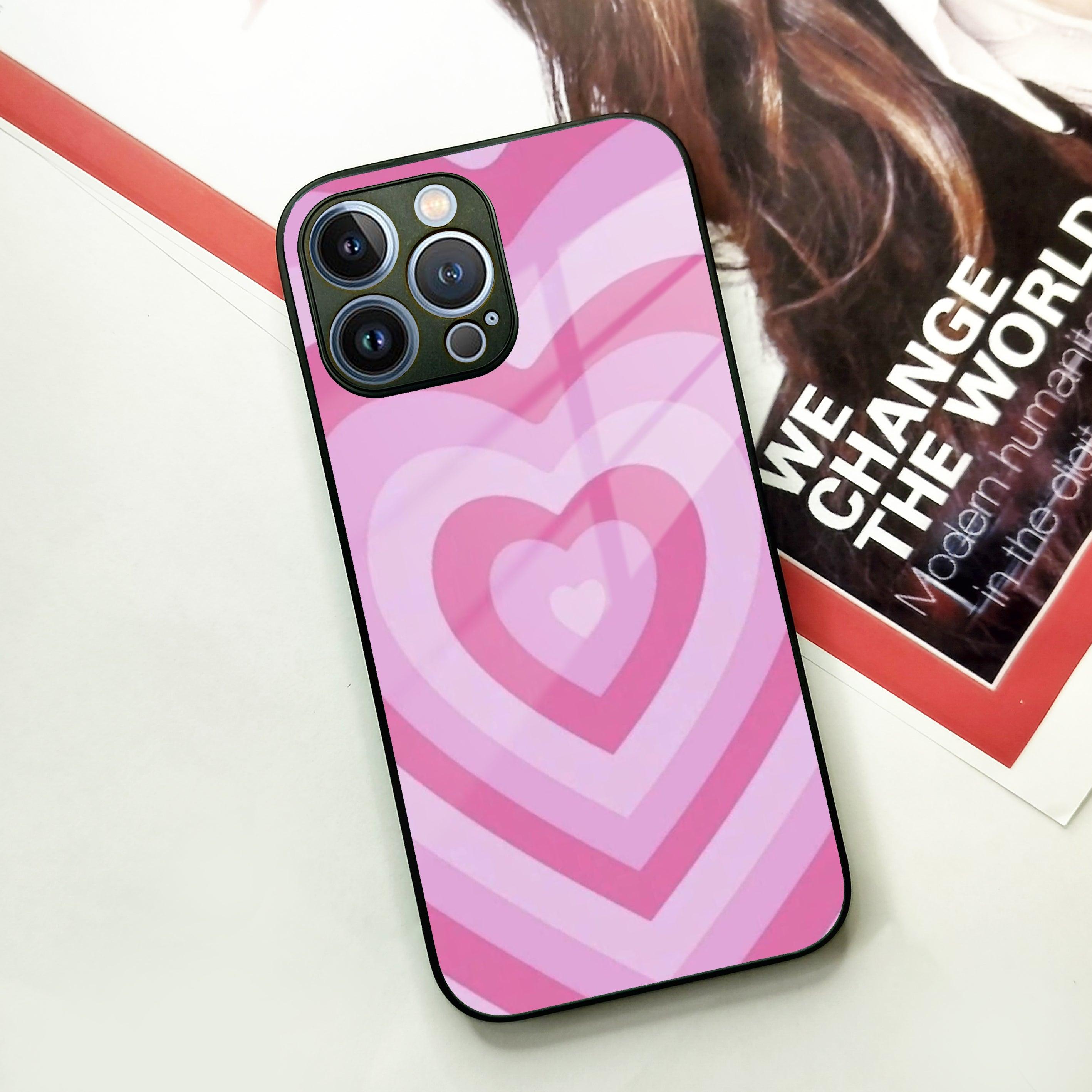 Latte Love Patter Glass Case Cover - Pink For iPhone - ShopOnCliQ