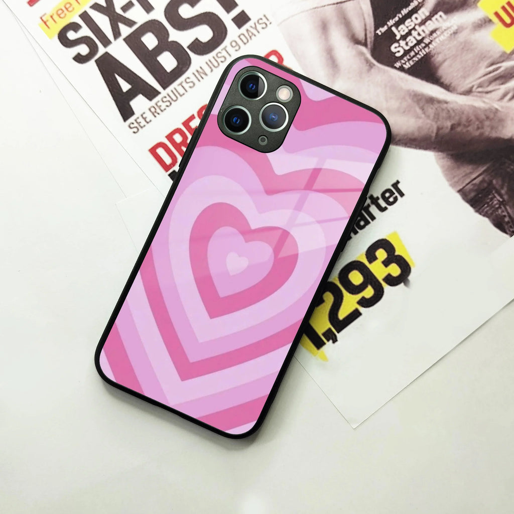 Latte Love Patter Glass Case Cover - Pink For iPhone - ShopOnCliQ