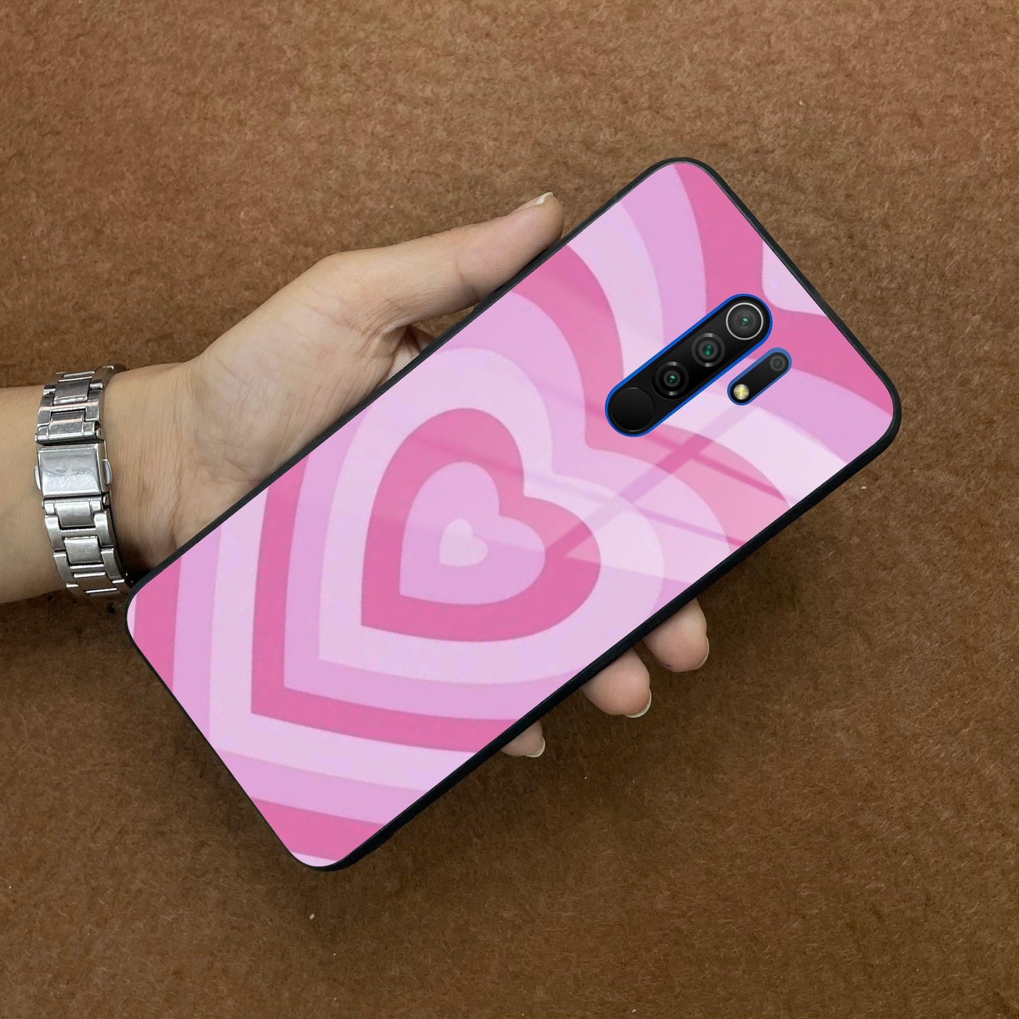 Latte Love Patter Glass Case Cover - Pink Redmi/Xiaomi