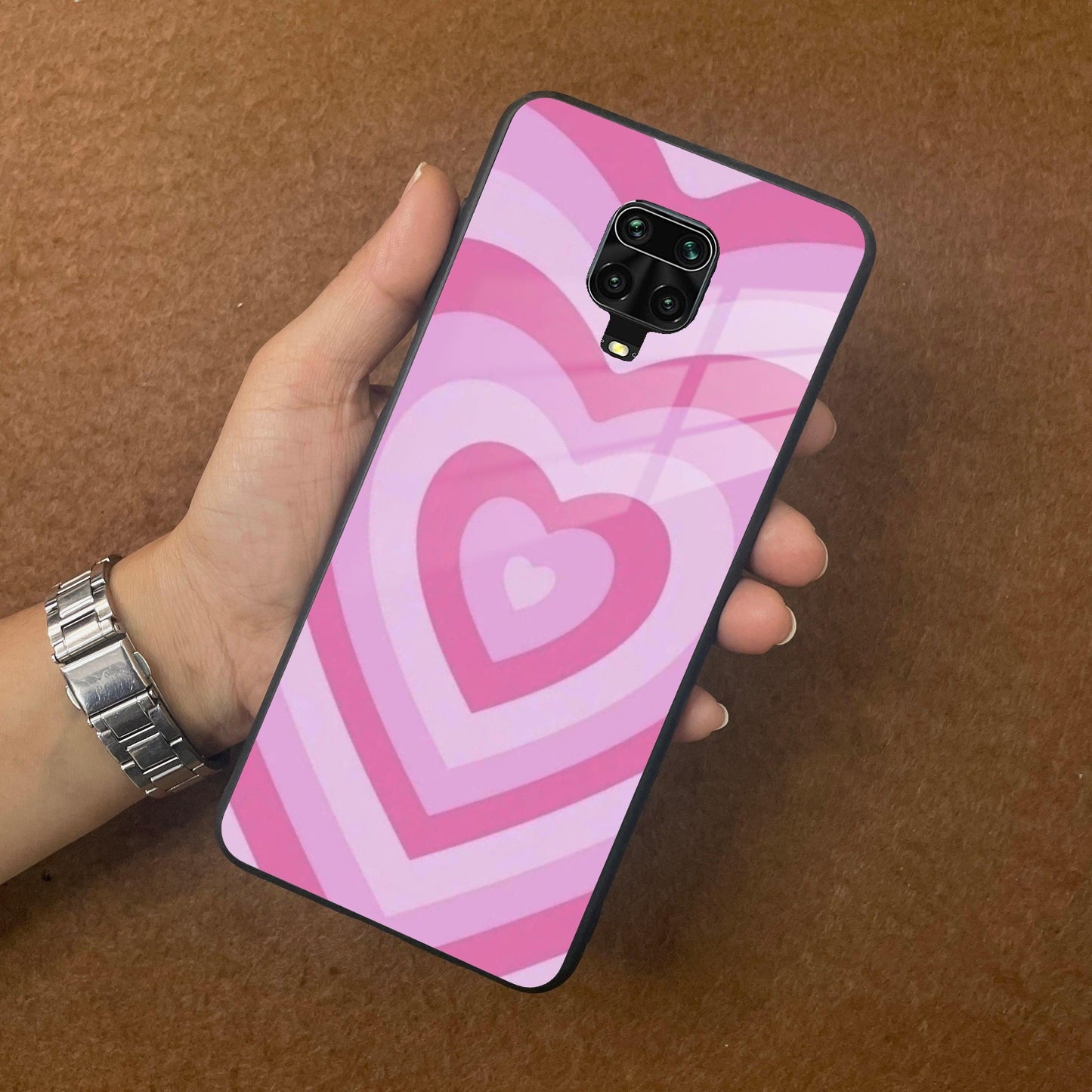 Latte Love Patter Glass Case Cover - Pink Redmi/Xiaomi