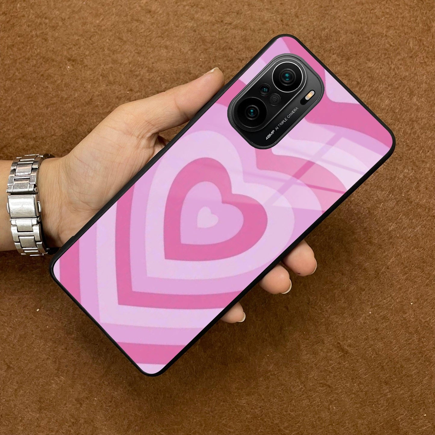 Latte Love Patter Glass Case Cover - Pink Redmi/Xiaomi