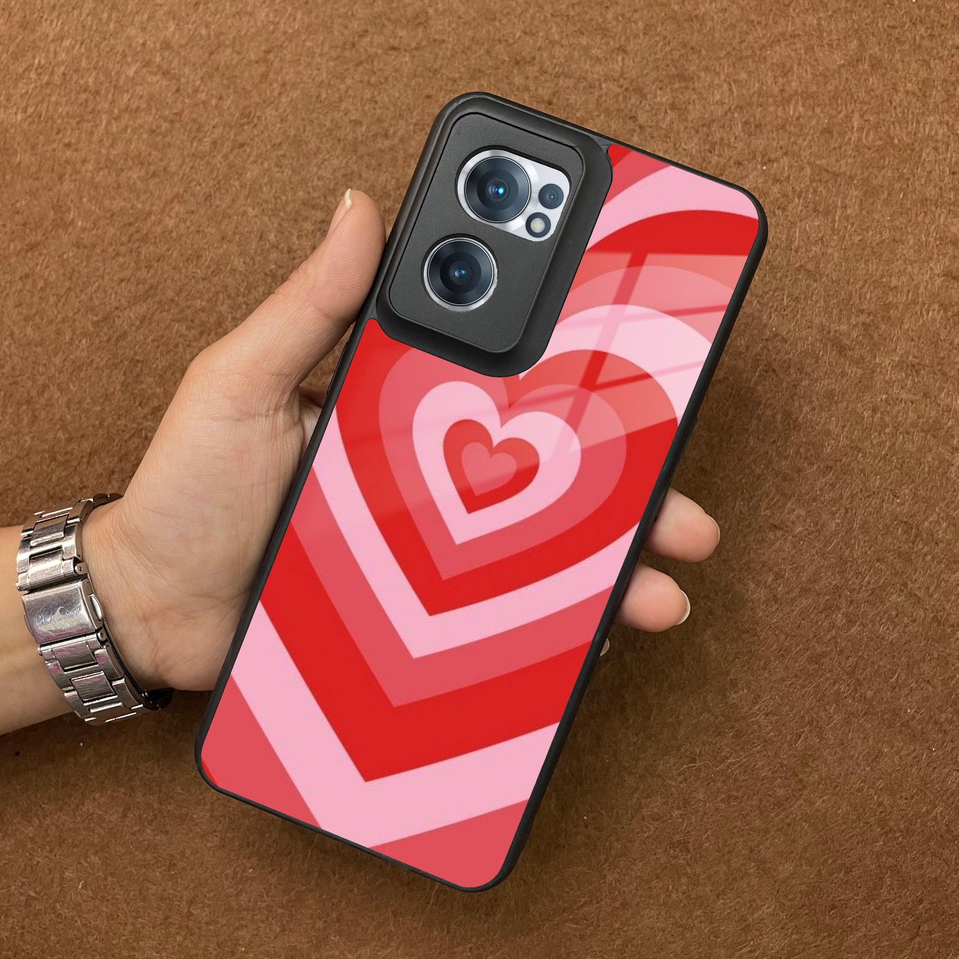 Latte Love Patter Glass Case Cover - Red For OnePlus - ShopOnCliQ