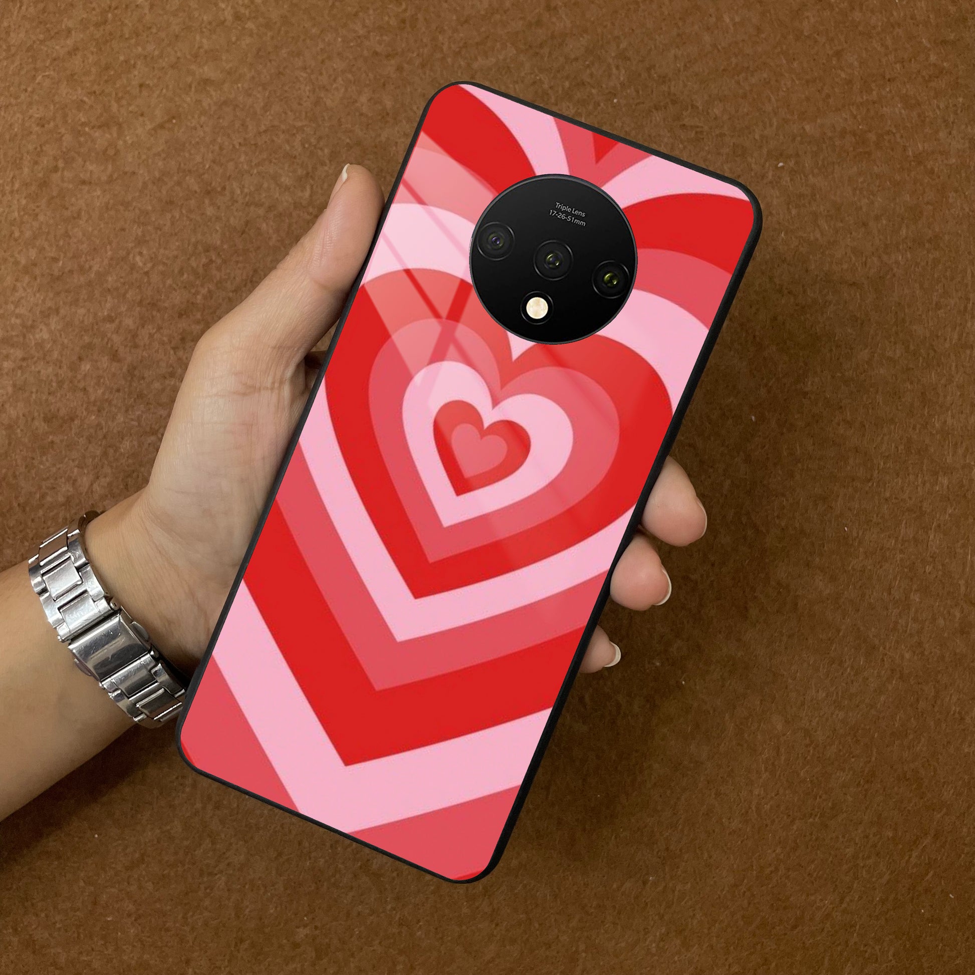 Latte Love Patter Glass Case Cover - Red For OnePlus ShopOnCliQ