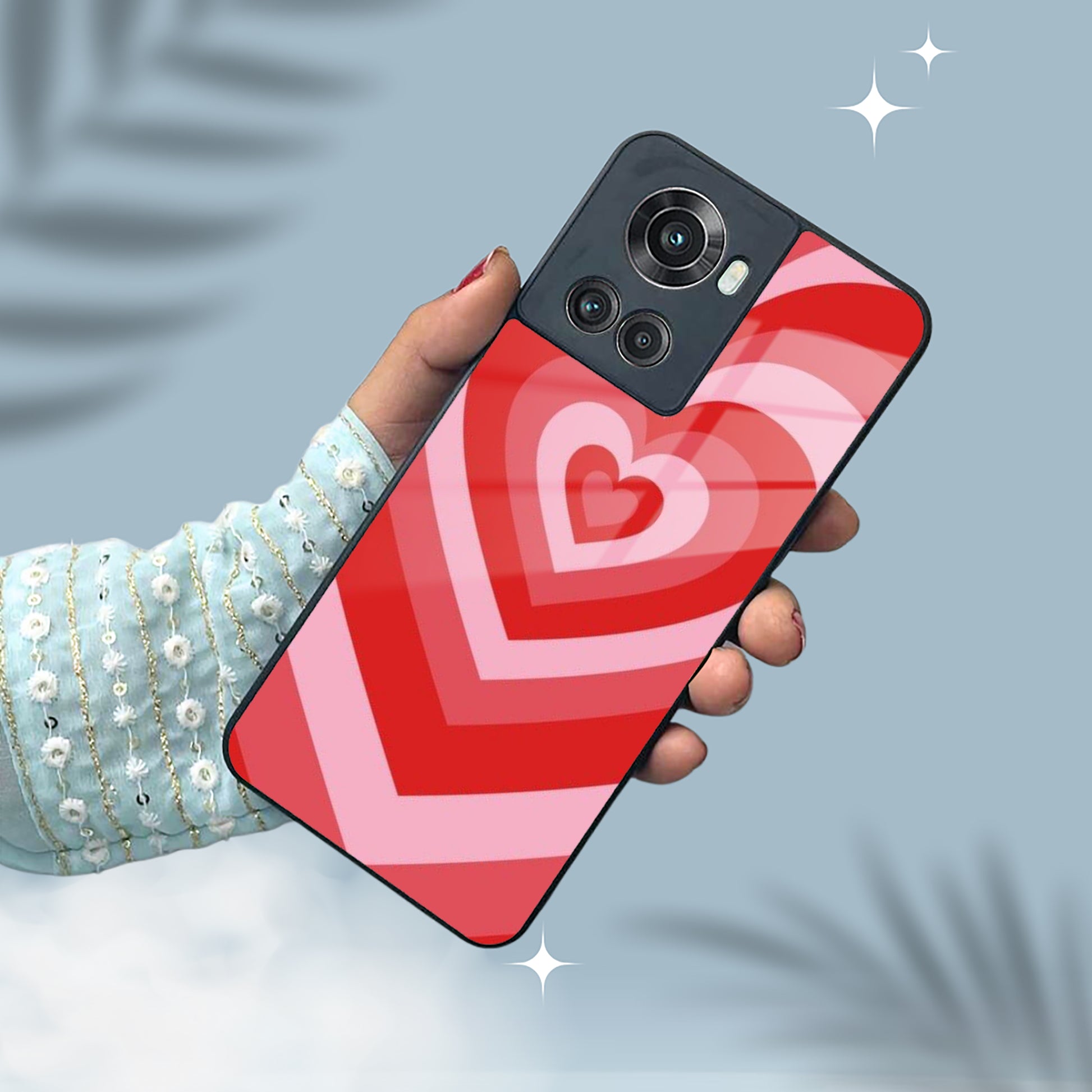 Latte Love Patter Glass Case Cover - Red For OnePlus ShopOnCliQ