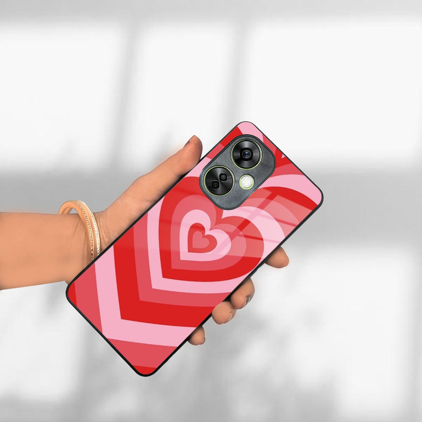 Latte Love Patter Glass Case Cover - Red For OnePlus ShopOnCliQ