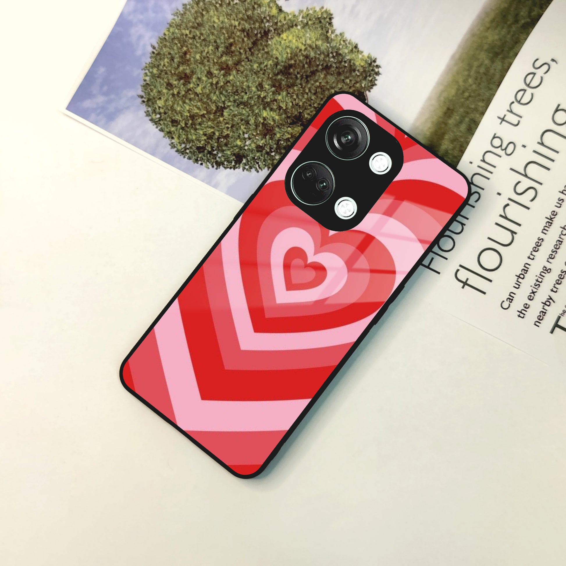 Latte Love Patter Glass Case Cover - Red For OnePlus ShopOnCliQ