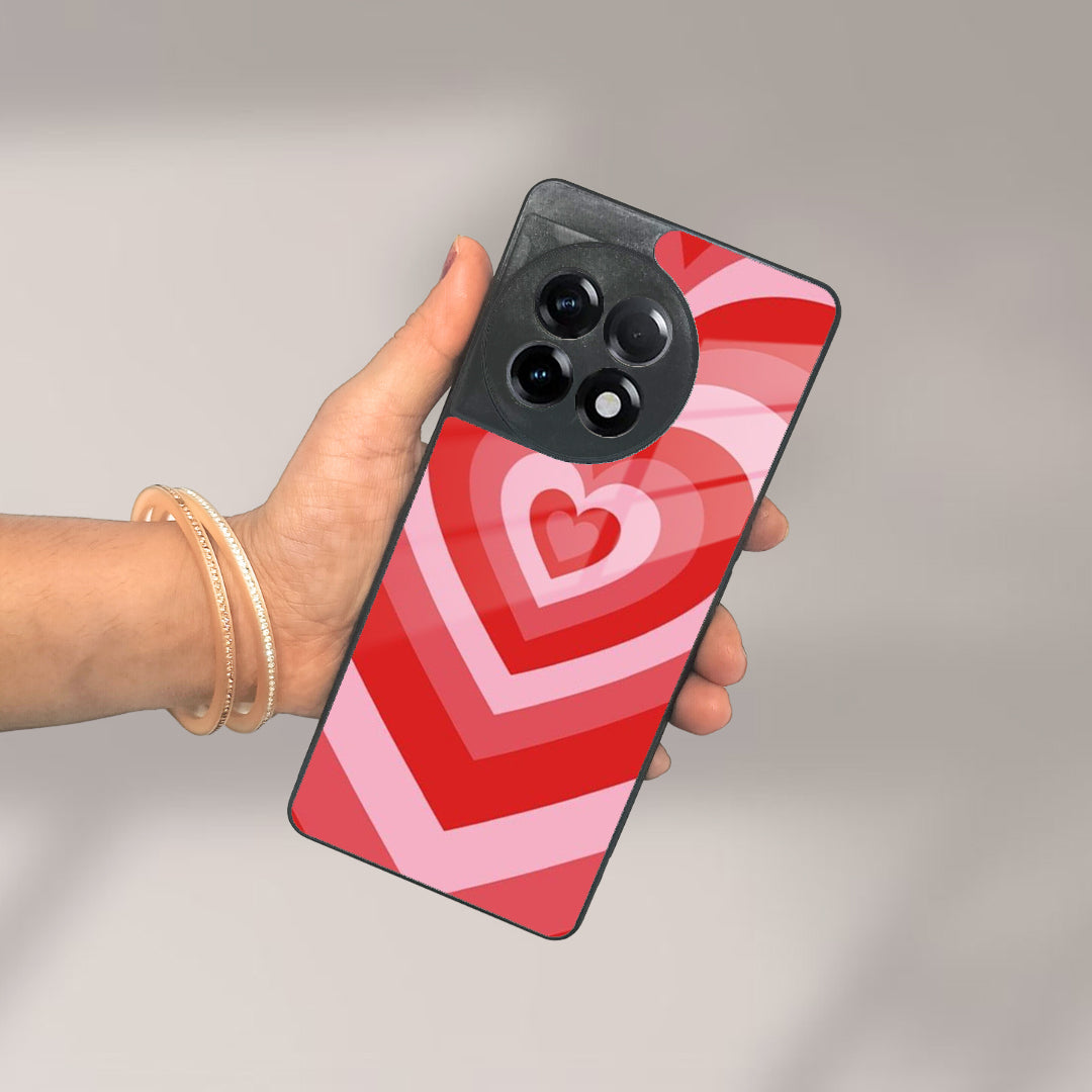 Latte Love Patter Glass Case Cover - Red For OnePlus ShopOnCliQ