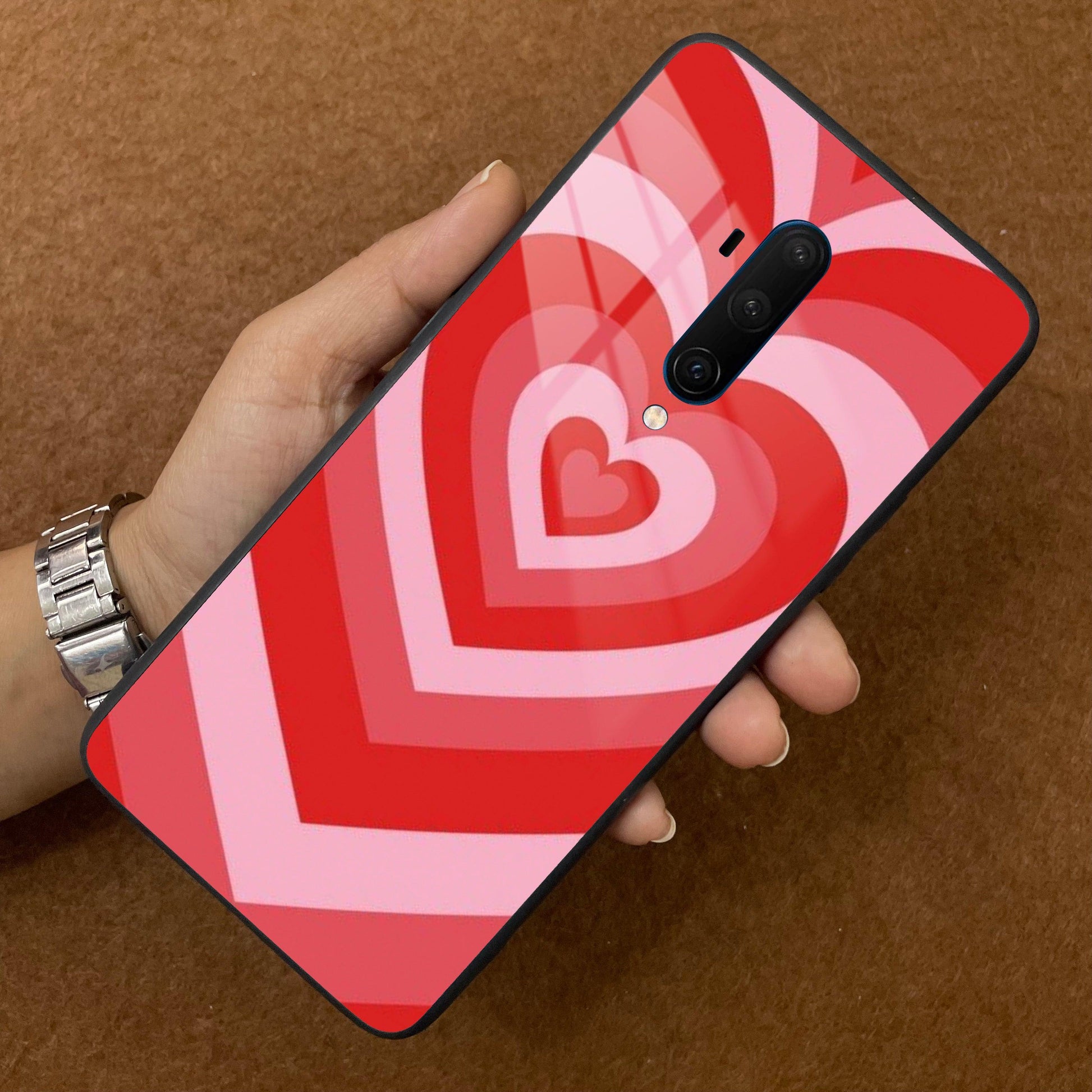 Latte Love Patter Glass Case Cover - Red For OnePlus - ShopOnCliQ