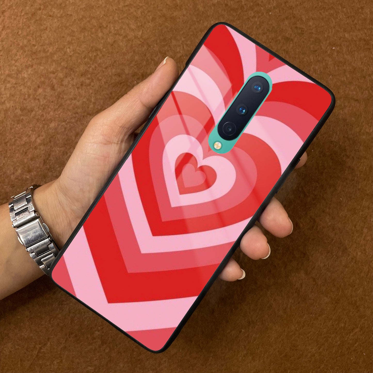 Latte Love Patter Glass Case Cover - Red For OnePlus ShopOnCliQ