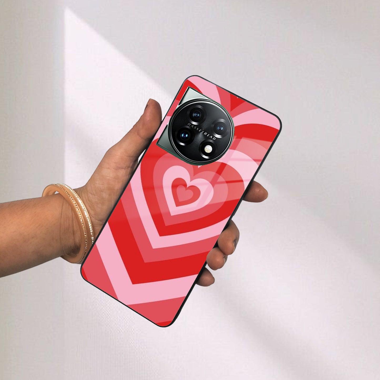 Latte Love Patter Glass Case Cover - Red For OnePlus ShopOnCliQ