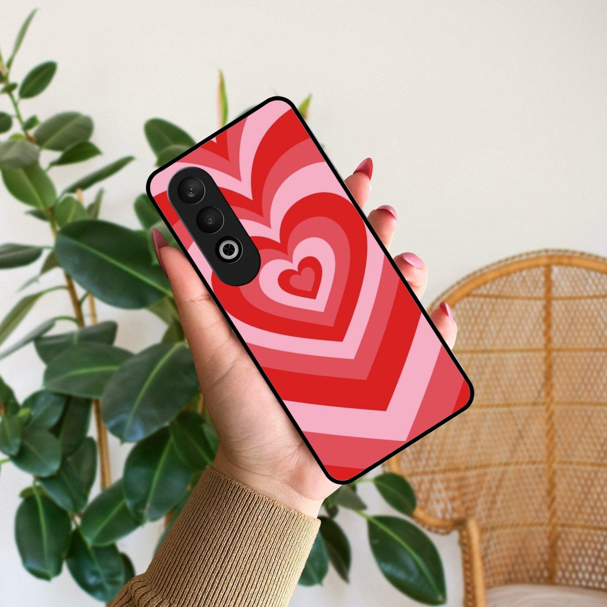 Latte Love Patter Glass Case Cover - Red For OnePlus - ShopOnCliQ