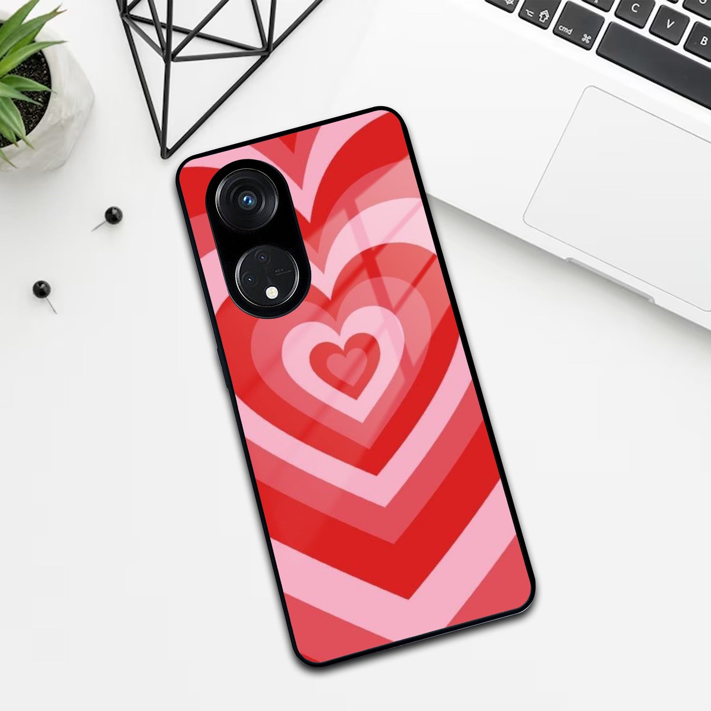 Latte Love Patter Glass Case Cover - Red For Oppo ShopOnCliQ