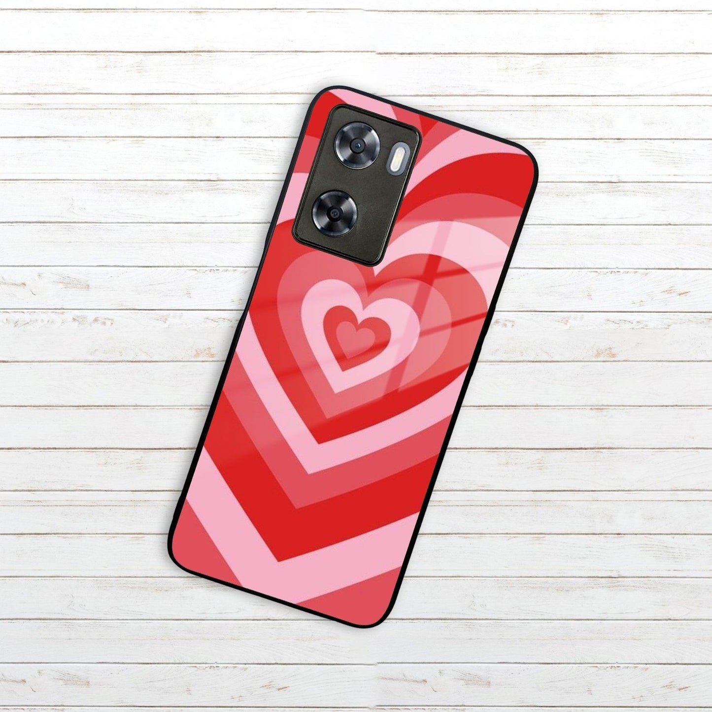 Latte Love Patter Glass Case Cover - Red For Oppo