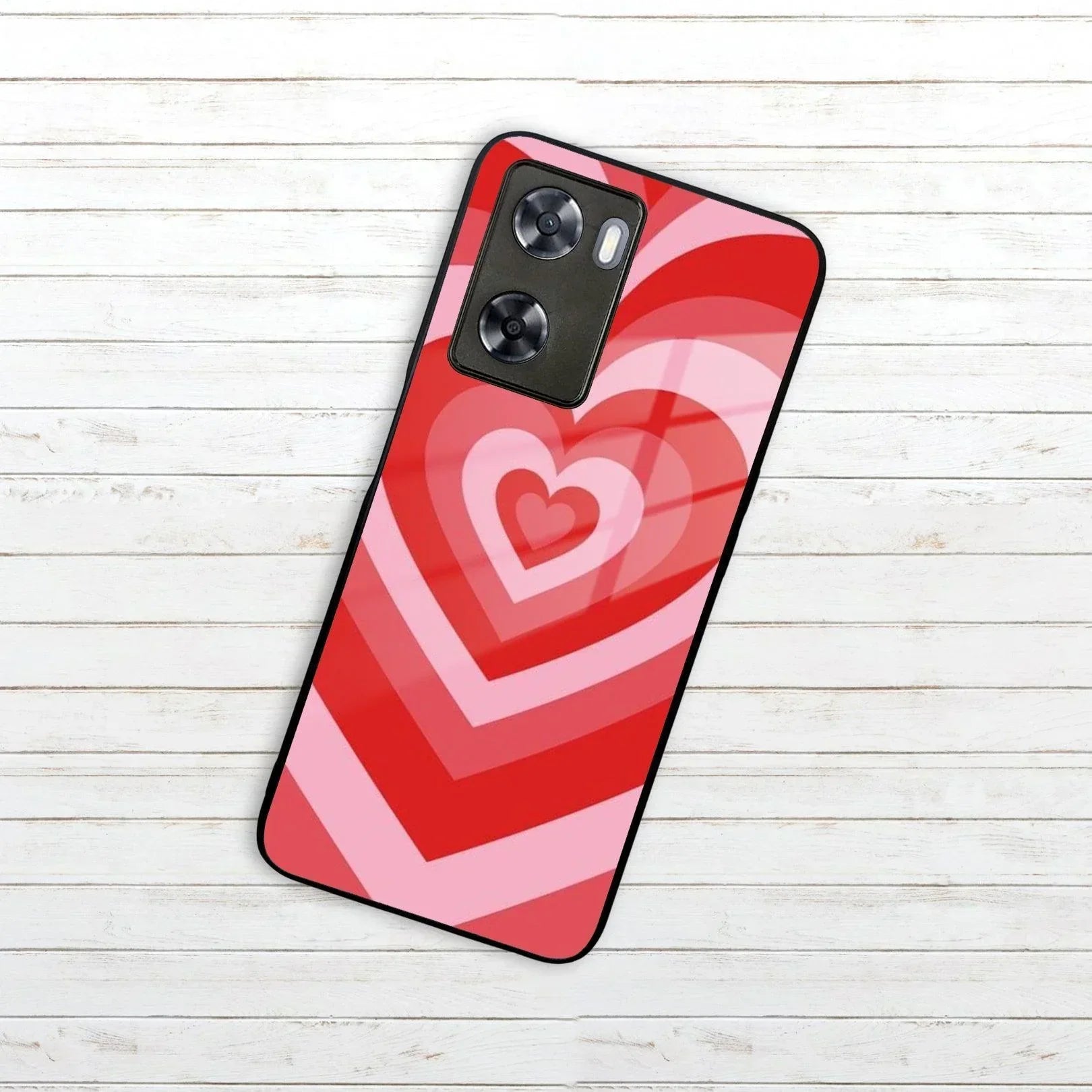 Latte Love Patter Glass Case Cover - Red For Oppo - ShopOnCliQ