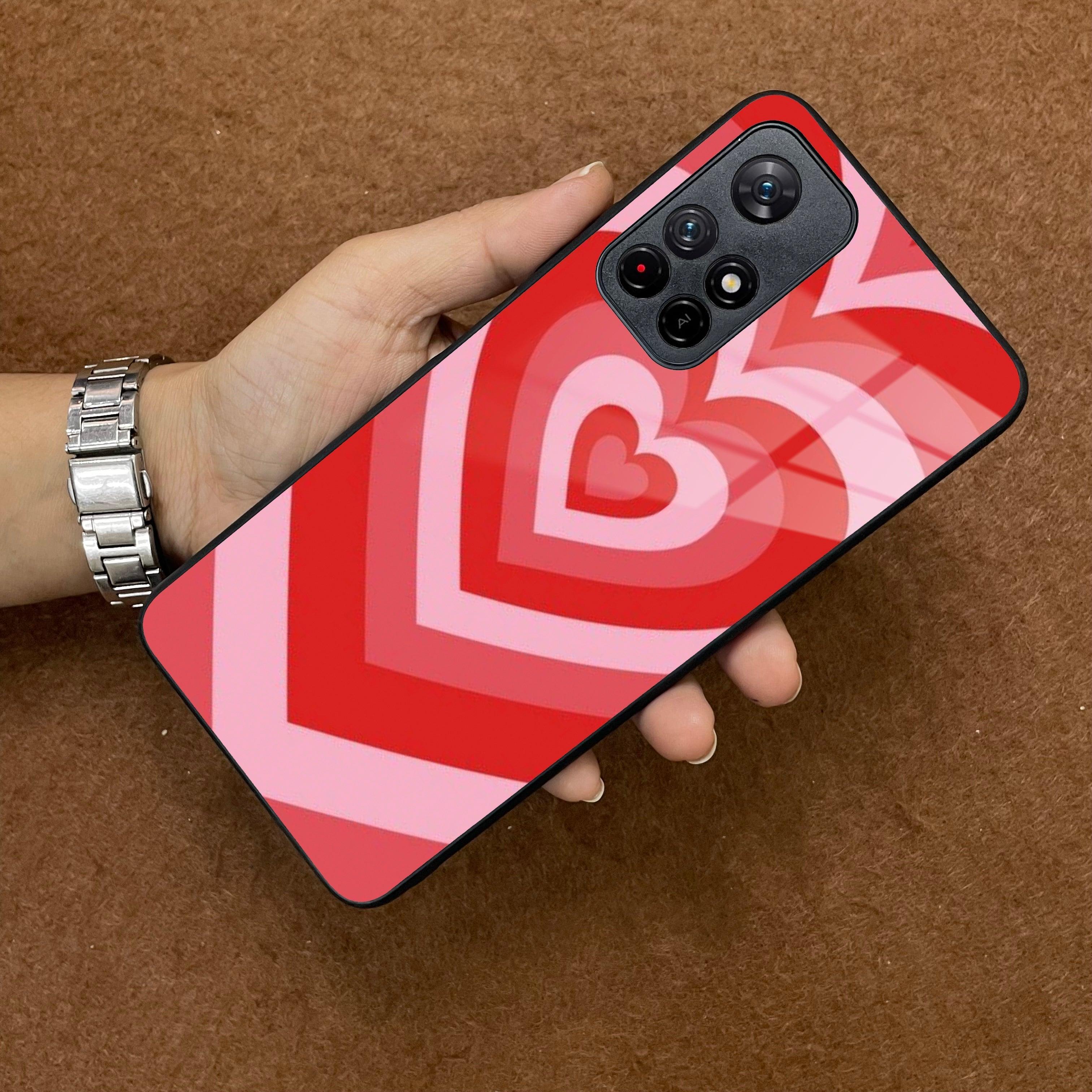 Latte Love Patter Glass Case Cover - Red For Poco - ShopOnCliQ