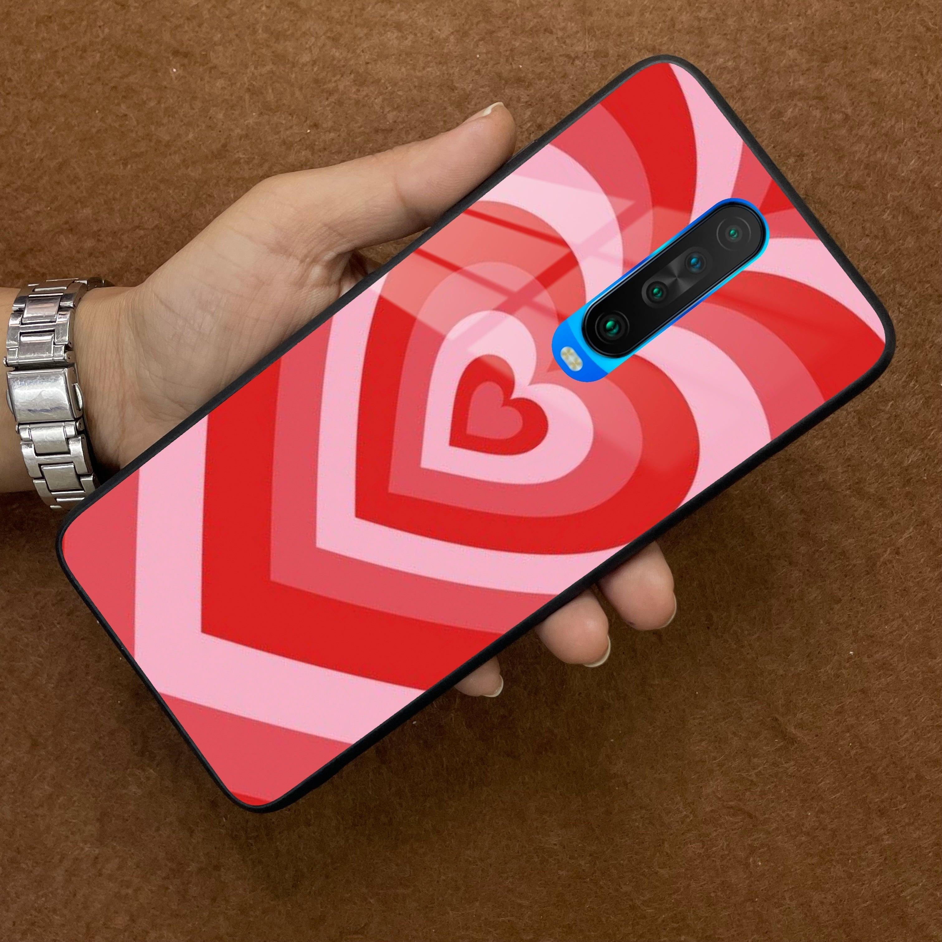 Latte Love Patter Glass Case Cover - Red For Poco - ShopOnCliQ