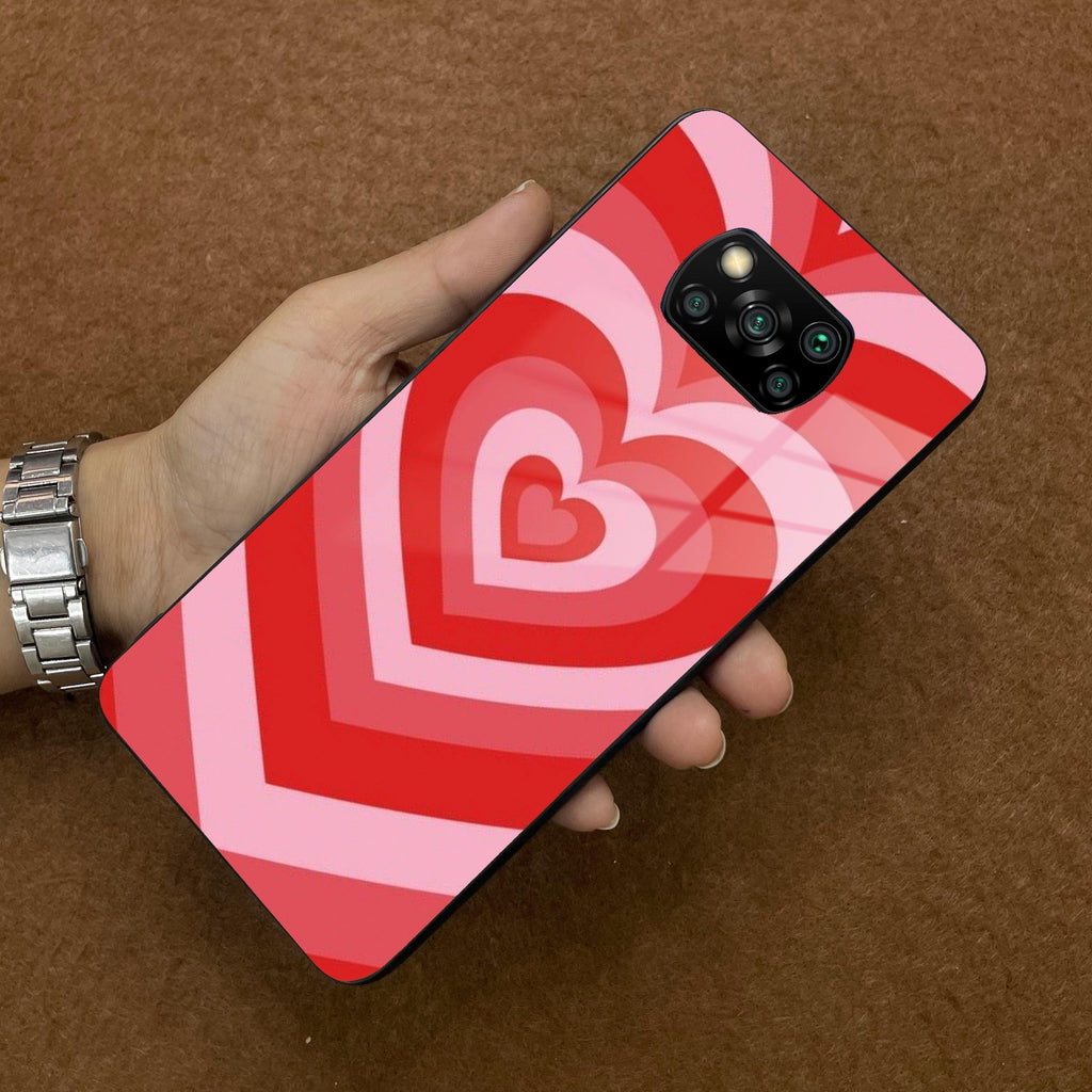 Latte Love Patter Glass Case Cover - Red For Poco - ShopOnCliQ