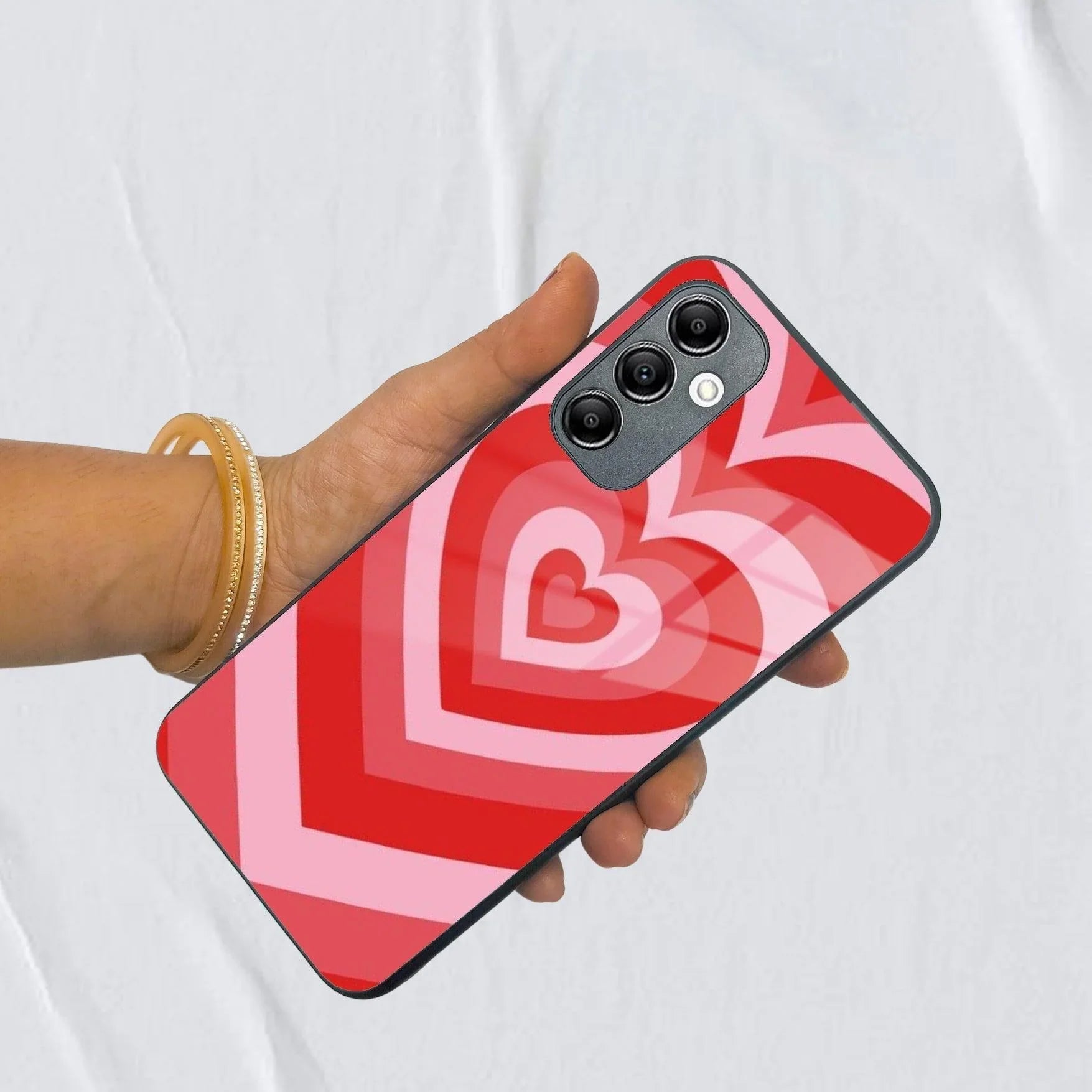 Latte Love Patter Glass Case Cover - Red For Samsung - ShopOnCliQ