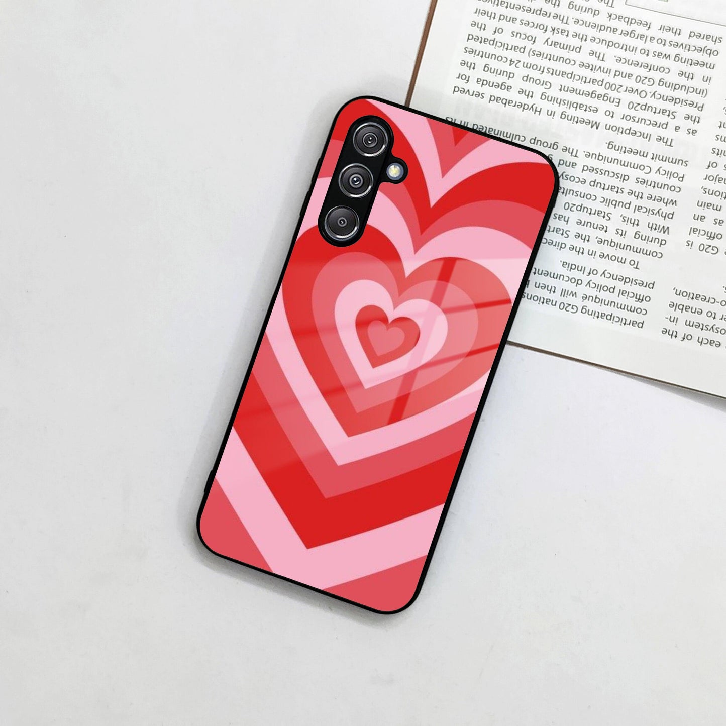 Latte Love Patter Glass Case Cover - Red For Samsung