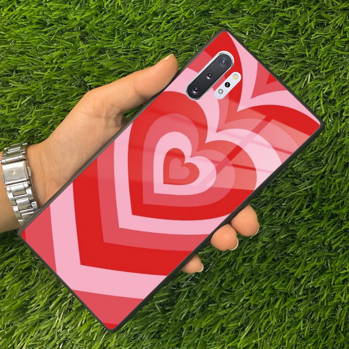 Latte Love Patter Glass Case Cover - Red For Samsung