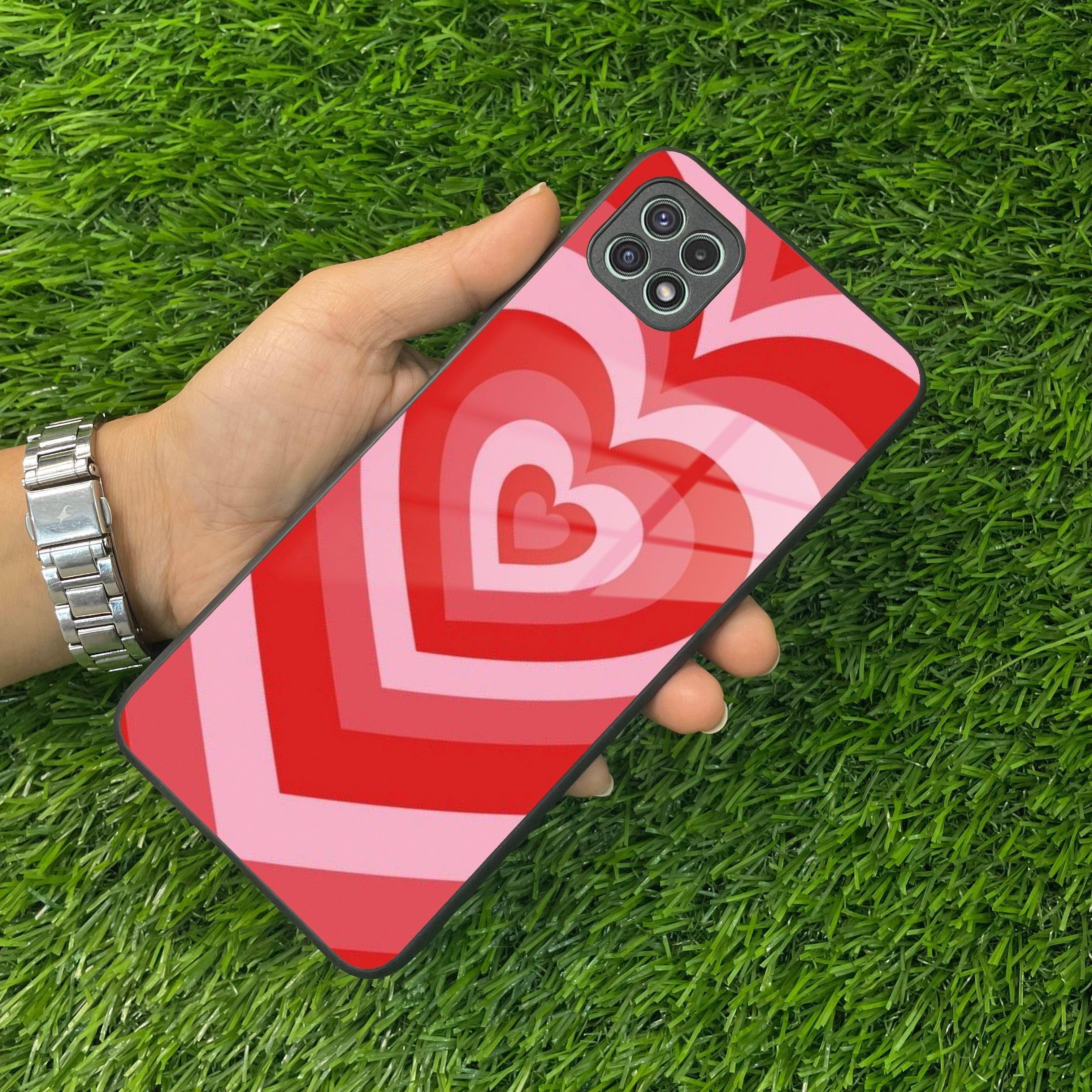 Latte Love Patter Glass Case Cover - Red For Samsung - ShopOnCliQ