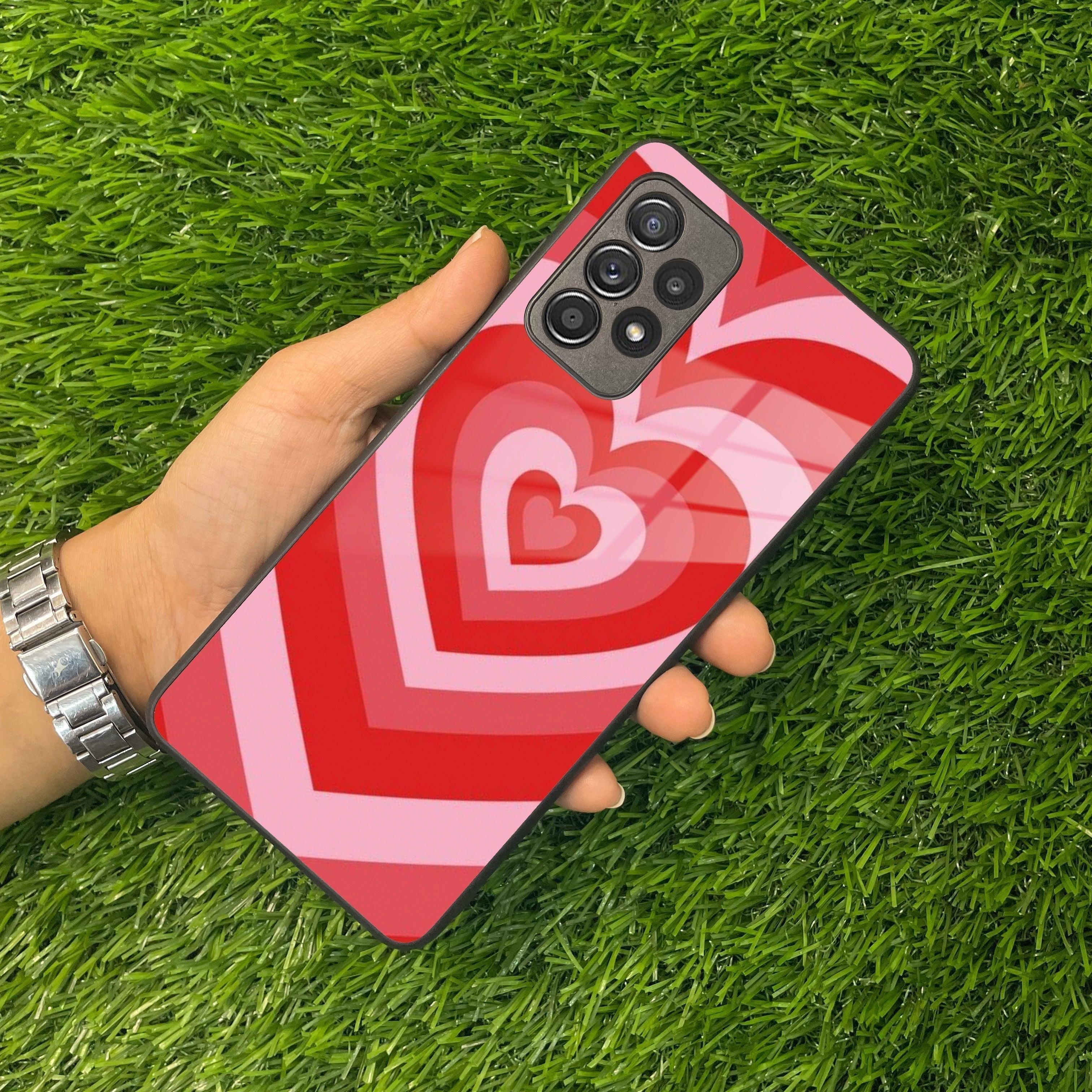 Latte Love Patter Glass Case Cover - Red For Samsung - ShopOnCliQ