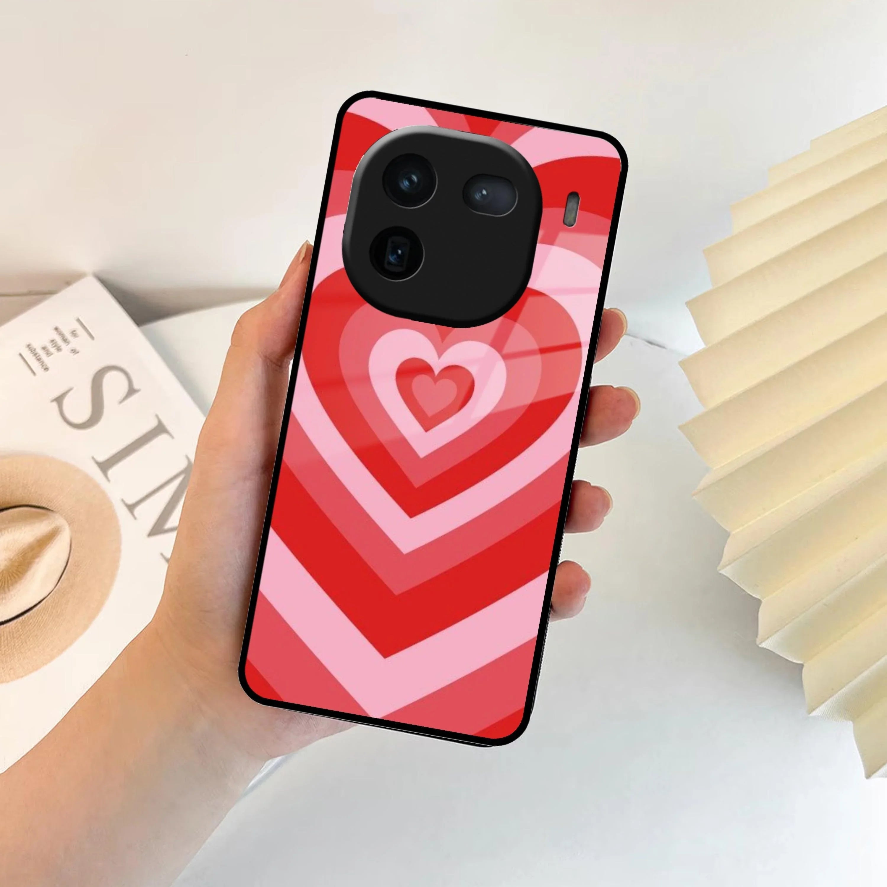 Latte Love Patter Glass Case Cover - Red For iQOO - ShopOnCliQ