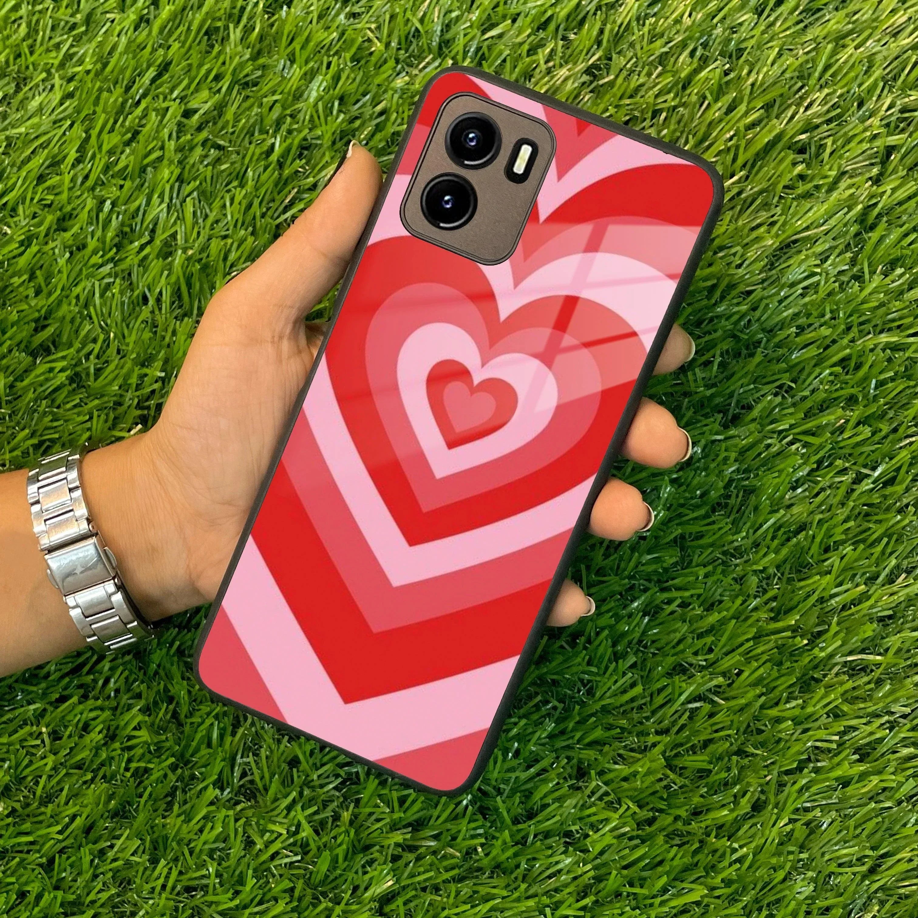 Latte Love Patter Glass Case Cover - Red For Vivo - ShopOnCliQ