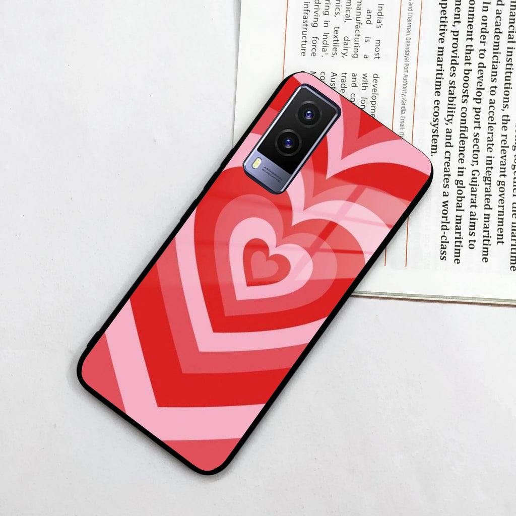 Latte Love Patter Glass Case Cover - Red For Vivo - ShopOnCliQ