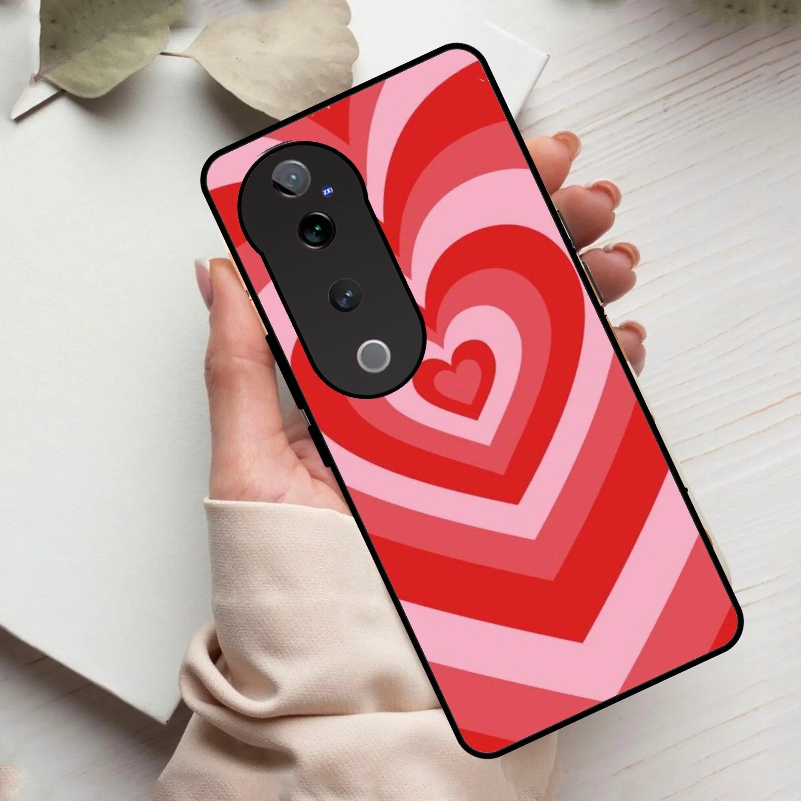 Latte Love Patter Glass Case Cover - Red For Vivo - ShopOnCliQ