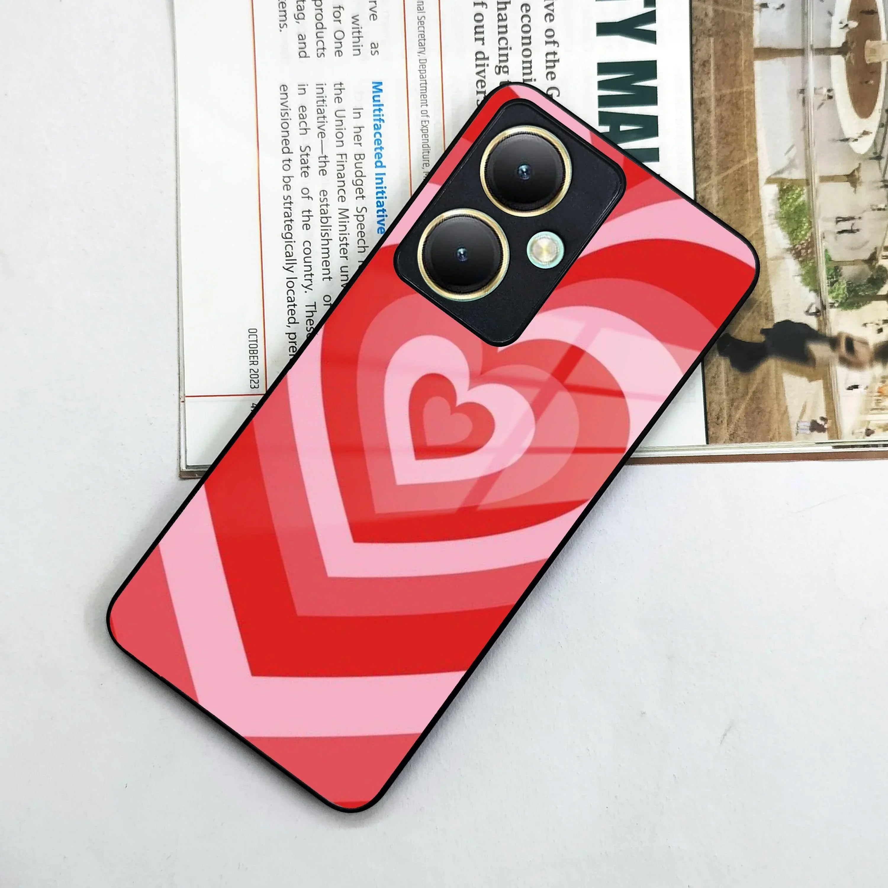 Latte Love Patter Glass Case Cover - Red For Vivo - ShopOnCliQ