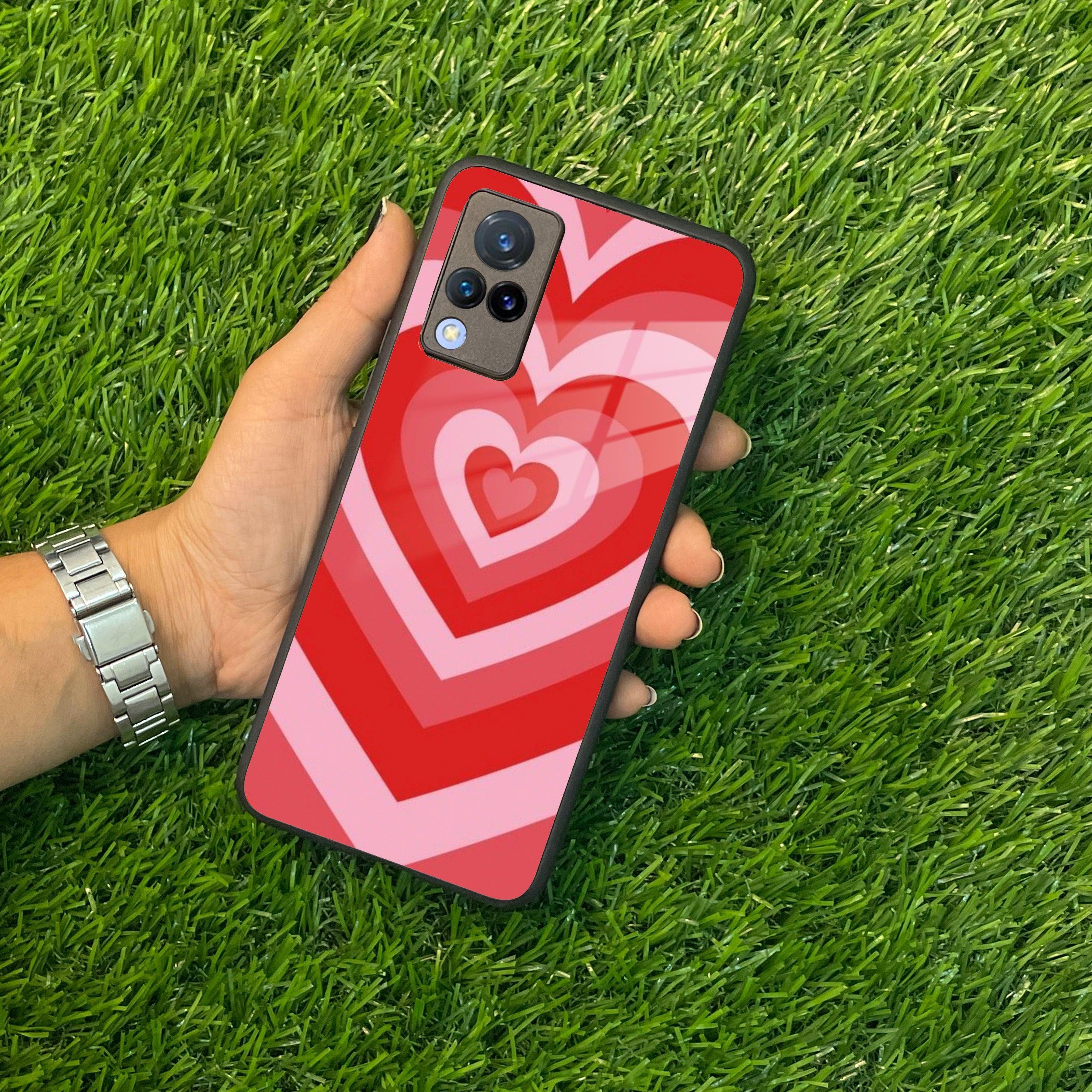 Latte Love Patter Glass Case Cover - Red For Vivo - ShopOnCliQ