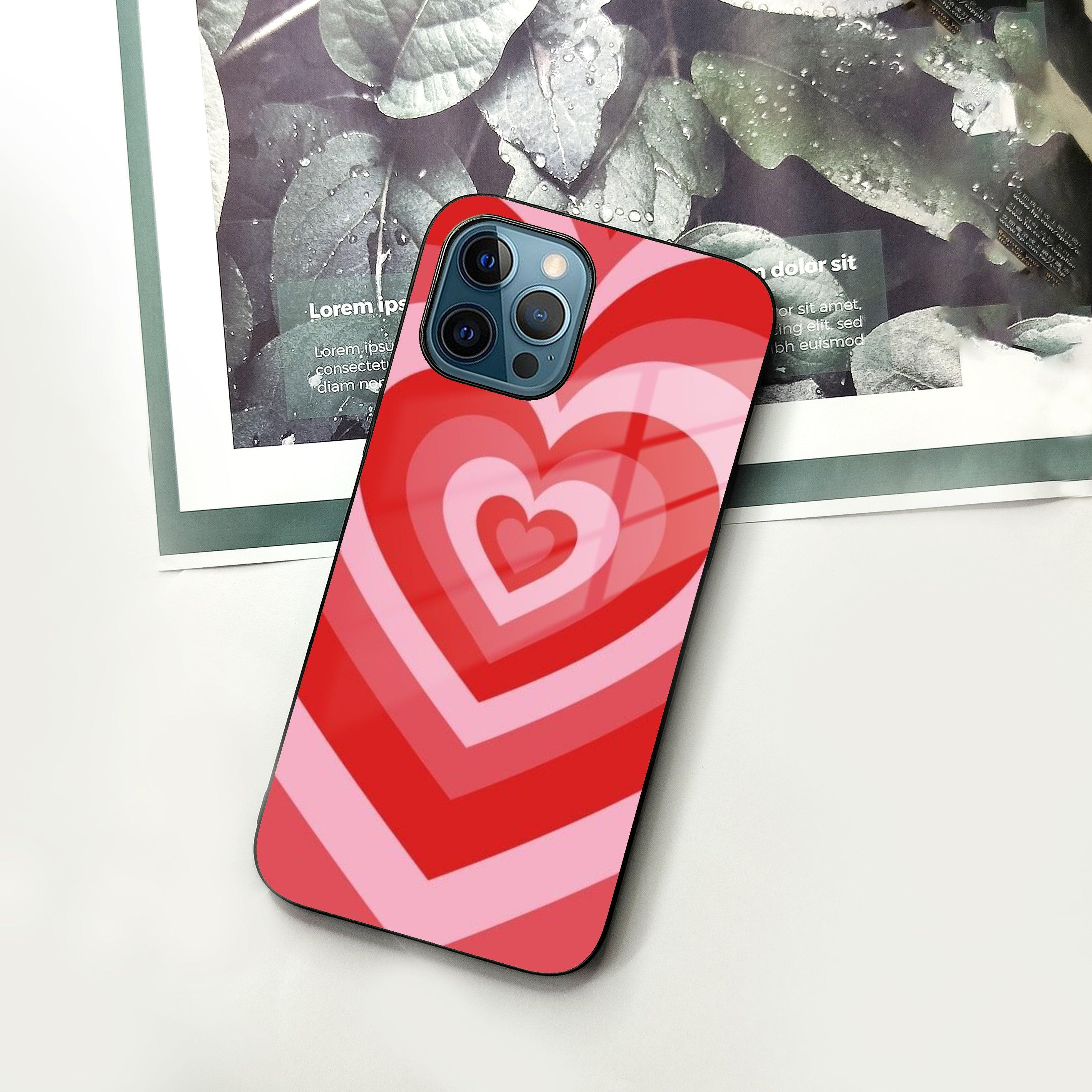 Latte Love Patter Glass Case Cover - Red For iPhone - ShopOnCliQ