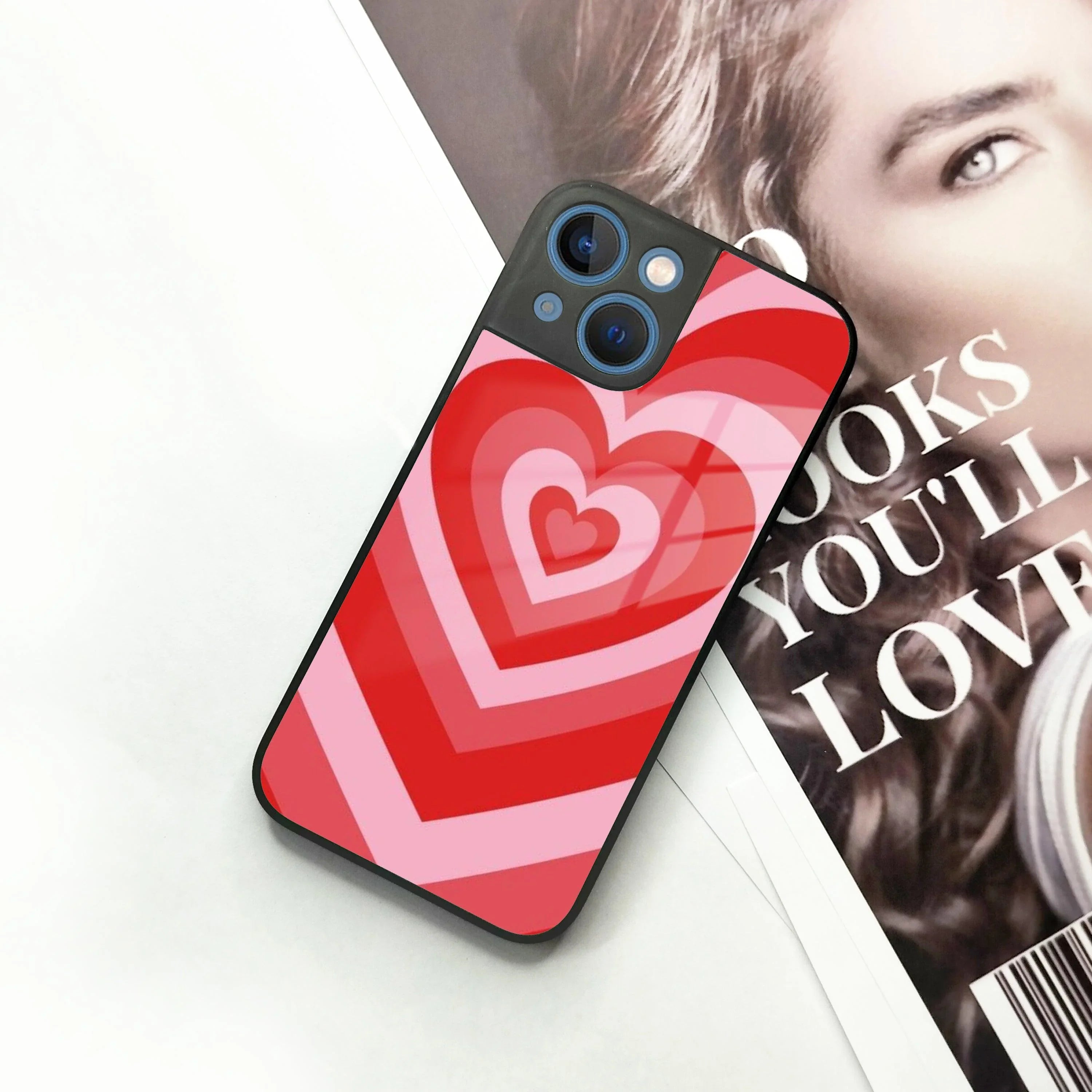 Latte Love Patter Glass Case Cover - Red For iPhone - ShopOnCliQ