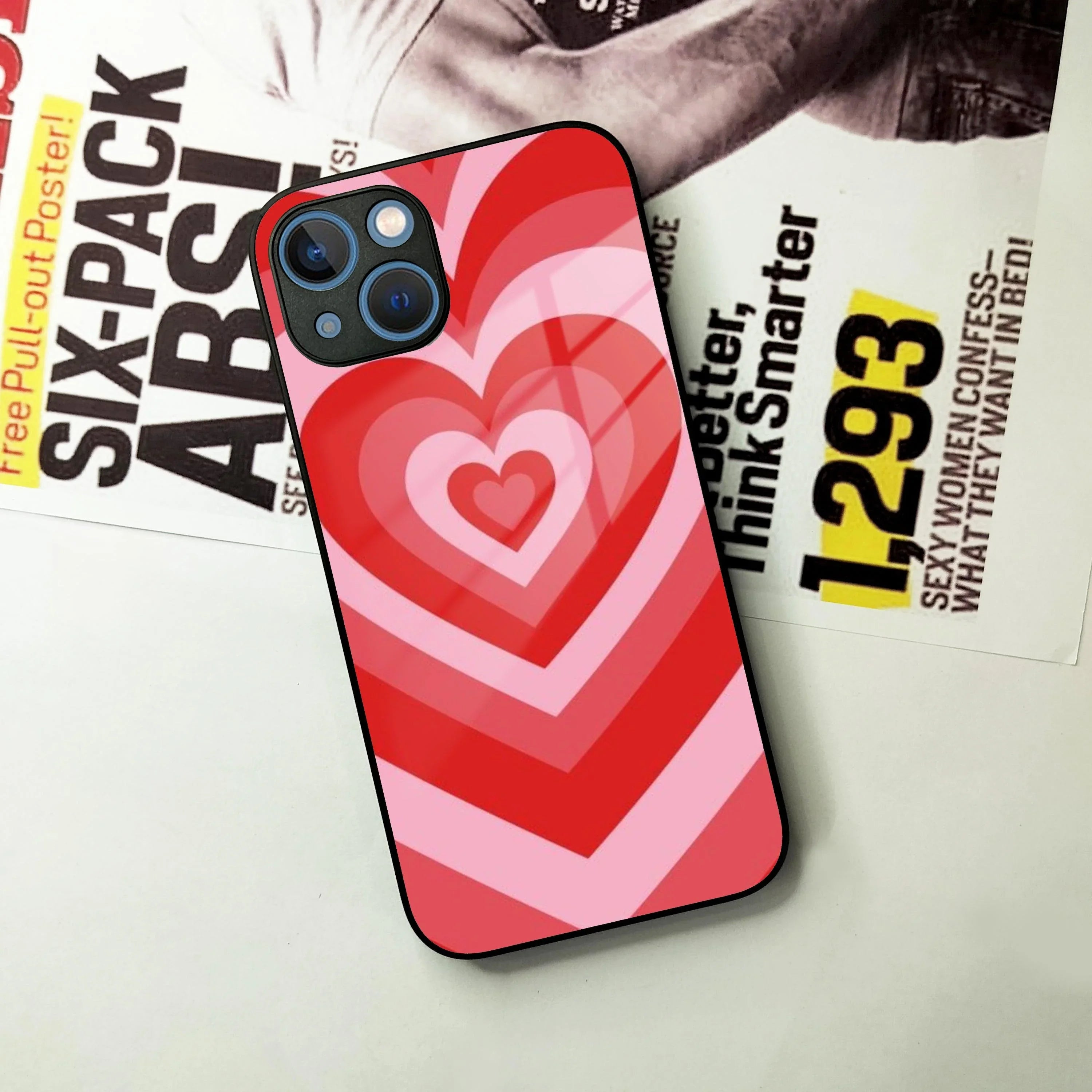 Latte Love Patter Glass Case Cover - Red For iPhone - ShopOnCliQ