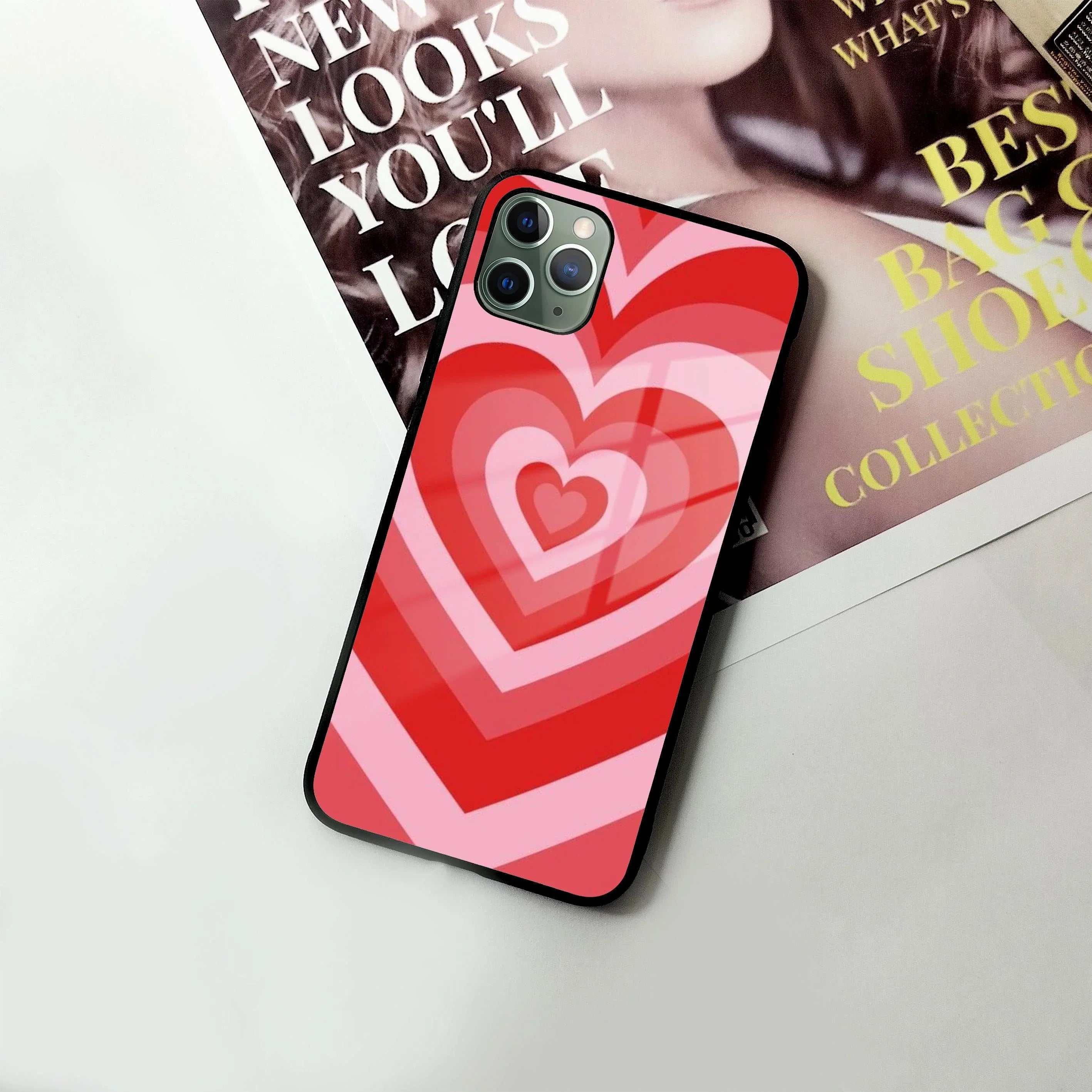 Latte Love Patter Glass Case Cover - Red For iPhone - ShopOnCliQ