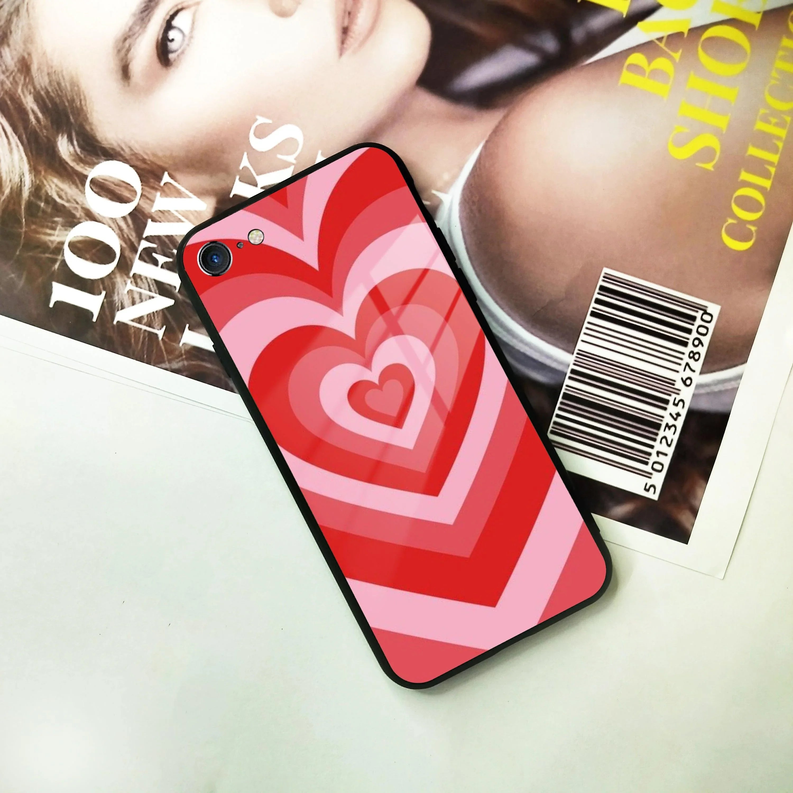 Latte Love Patter Glass Case Cover - Red For iPhone - ShopOnCliQ