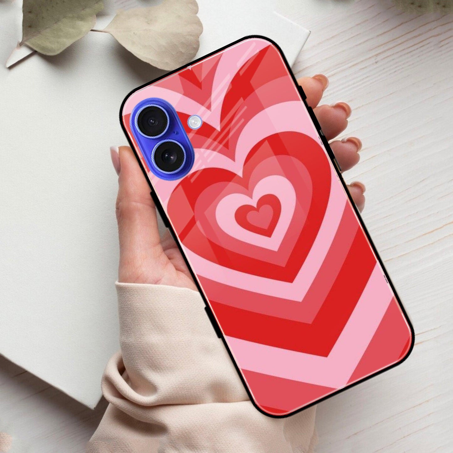 Latte Love Patter Glass Case Cover - Red For iPhone - ShopOnCliQ